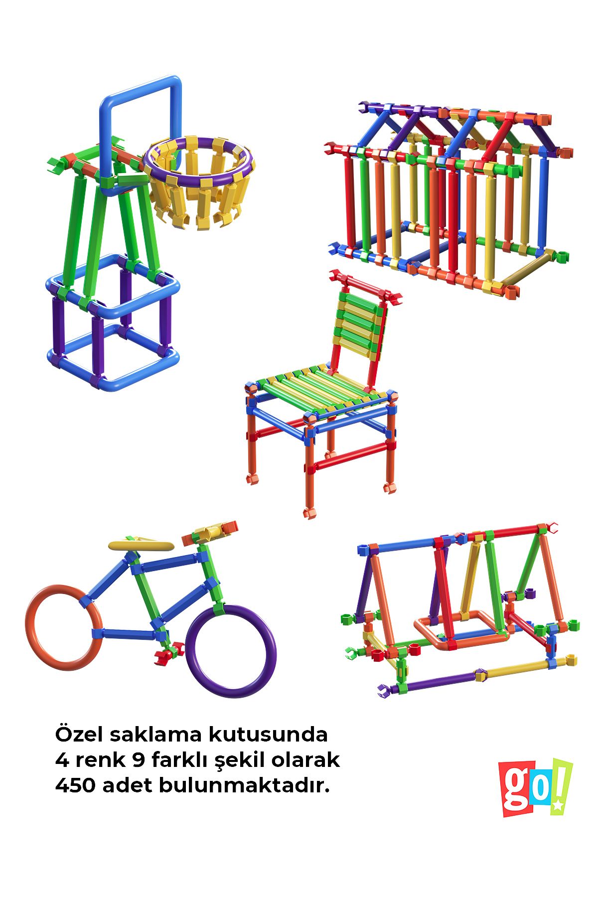 Geometrik Tasarım Çubukları 450 Adet Zeka Geliştirici Tasarım Eğitici Oyuncak Geometrik Çubuklar