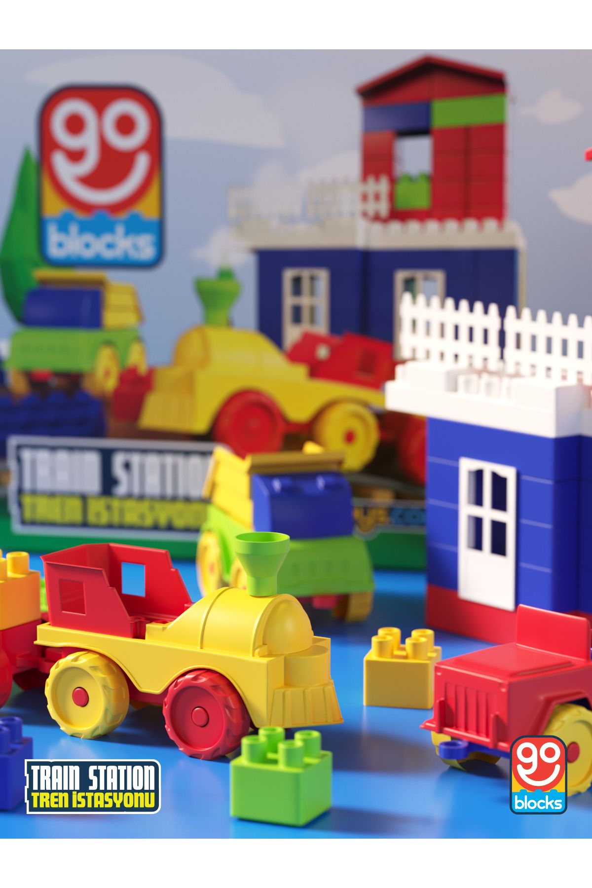 Go Blocks Train Station 100 Parça Yapı Blok Seti Yapı Oyuncakları Mega Blok