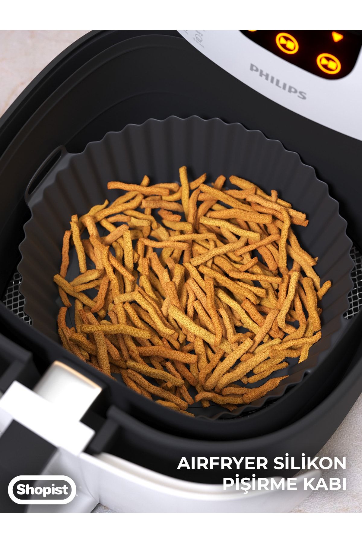 Airfryer Ustası 3'lü Pişirme Seti Silikon Siyah Renk Pişirme Kağıdı Airfryer Aksesuar Bpa Free