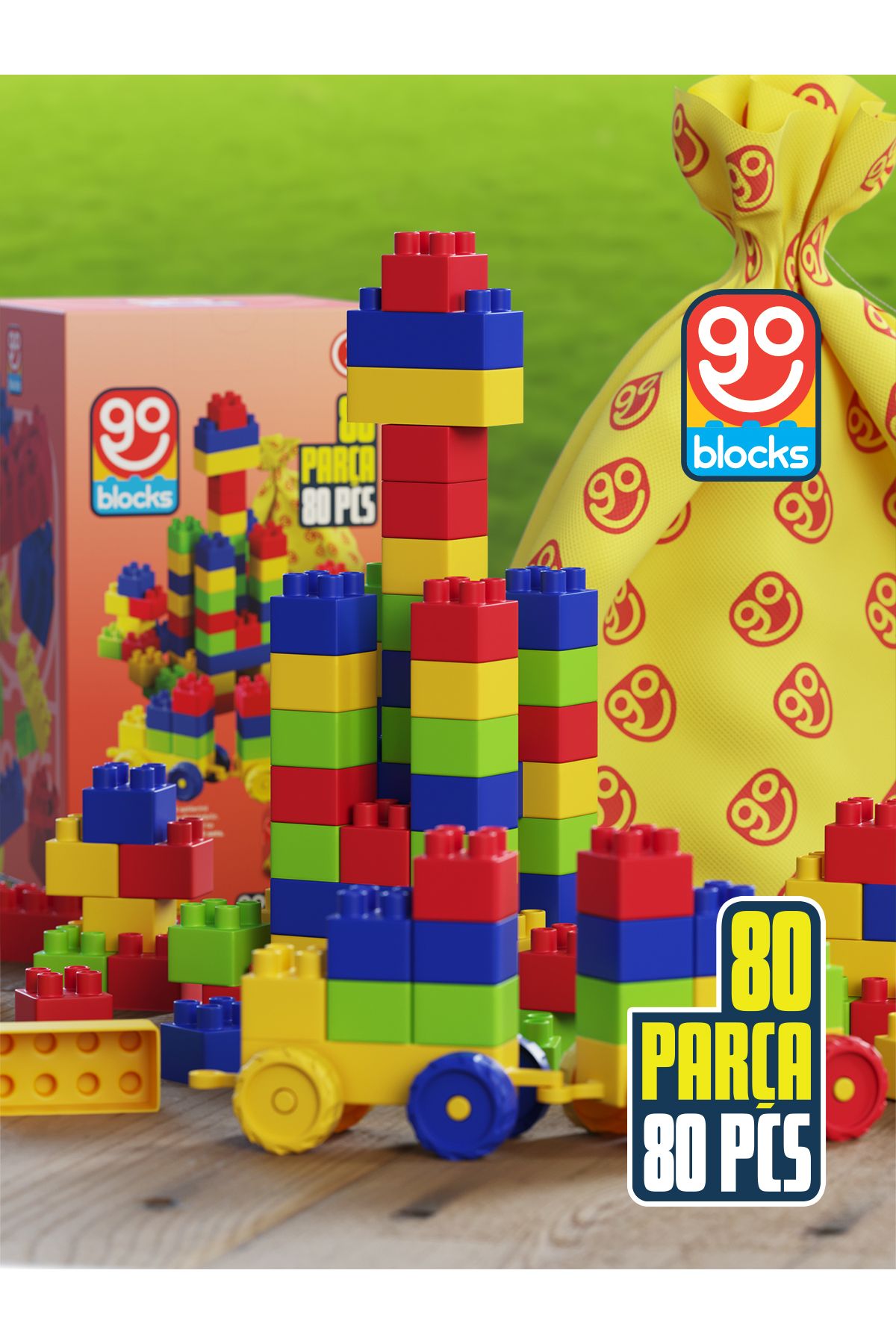 Go Blocks 80 Parça Yapı Blok Seti Multi Blok Saklama Çantalı Shopist