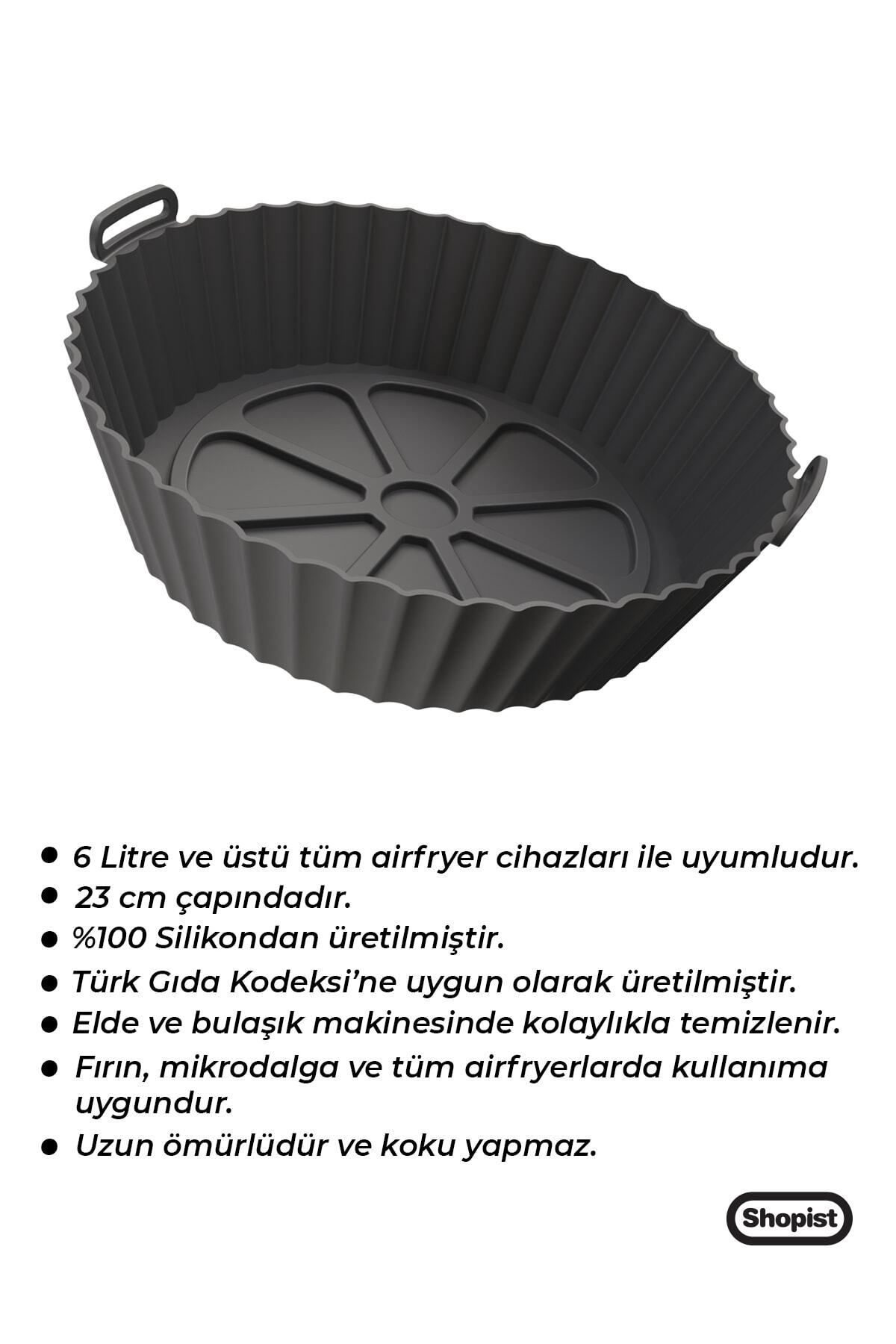 Xl-xxl Siyah Airfryer Silikon Pişirme Kabı 6litre Ve Üzeri Bpa Free Airfryer Pişirme Kağıdı Kalıbı