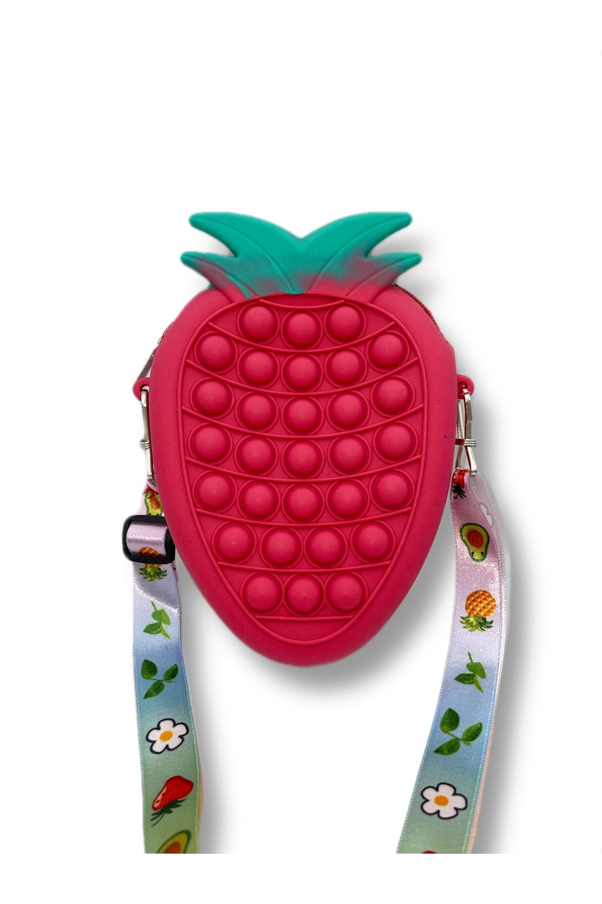 Popit Çilek Çanta 18*14 Cm Pop It Push Buble Çocuk Çantası Eğitici Oyuncak