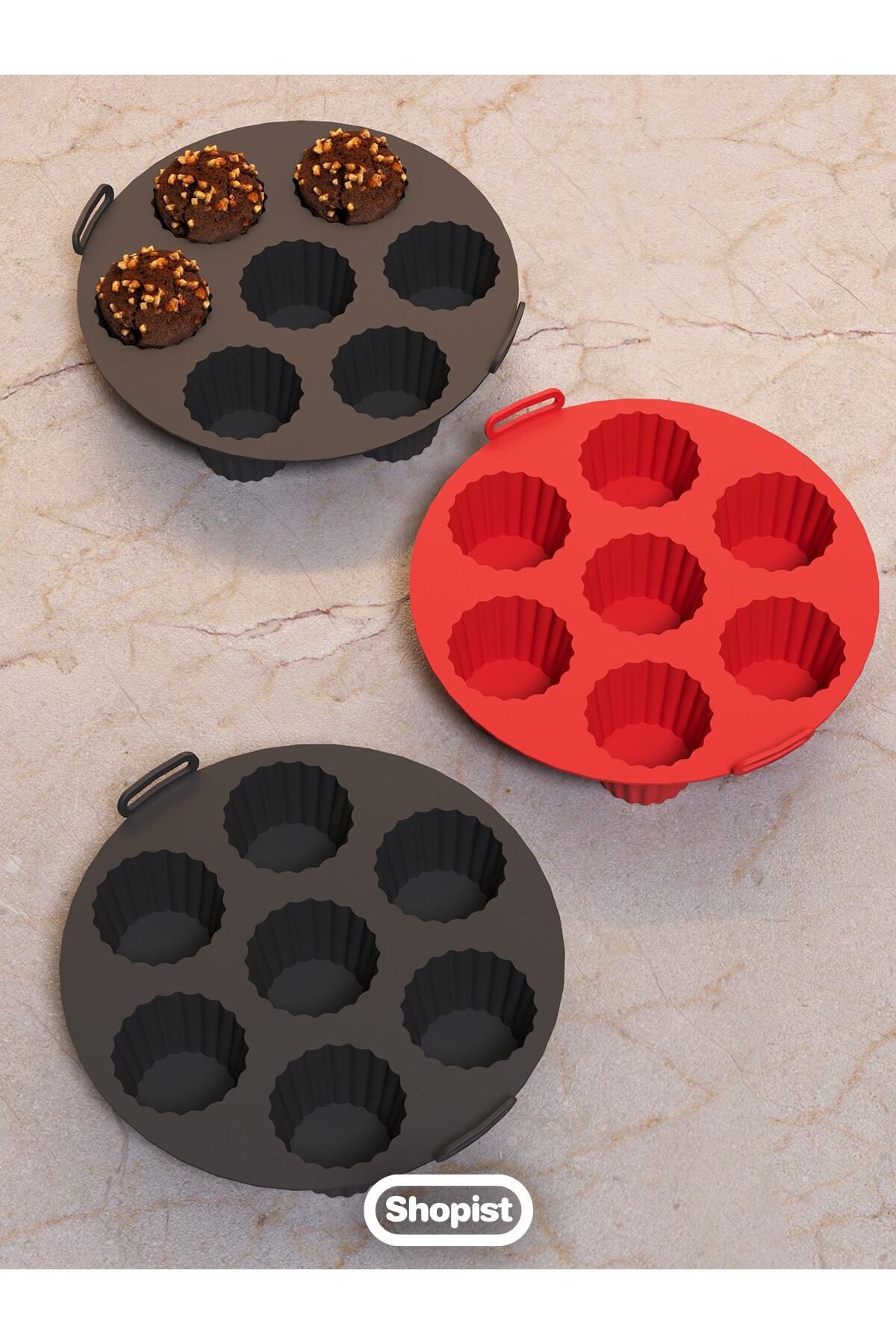 Airfryer Kek-muffin-cupcake Pişirme Kalıbı Siyah- Airfryer Pişirme Kağıdı Silikon- Bpa Free