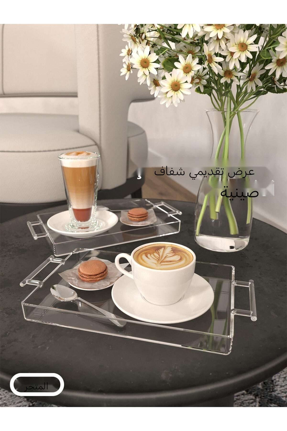 Pleksiglas Seffaf Dekoratif Sunum Tepsisi Şeffaf Tepsi 14*22cm 1 Adet Tutacakli