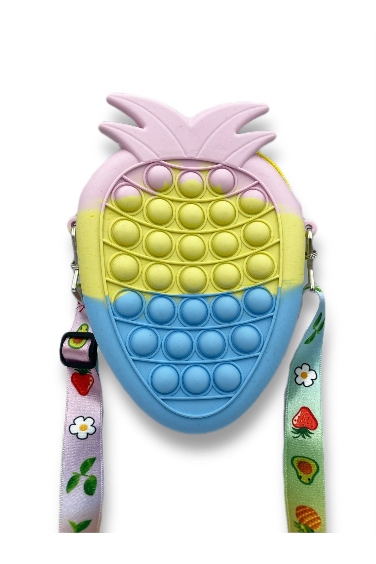 Popit Çilek Çanta 18*14 Cm Pop It Push Buble Çocuk Çantası Eğitici Oyuncak