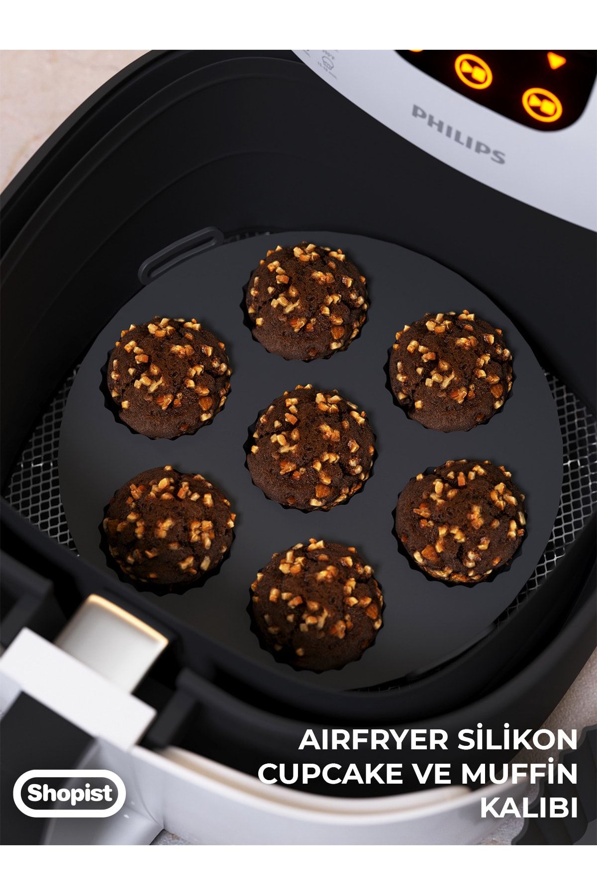 Airfryer Kek-muffin-cupcake Pişirme Kalıbı Siyah- Airfryer Pişirme Kağıdı Silikon- Bpa Free