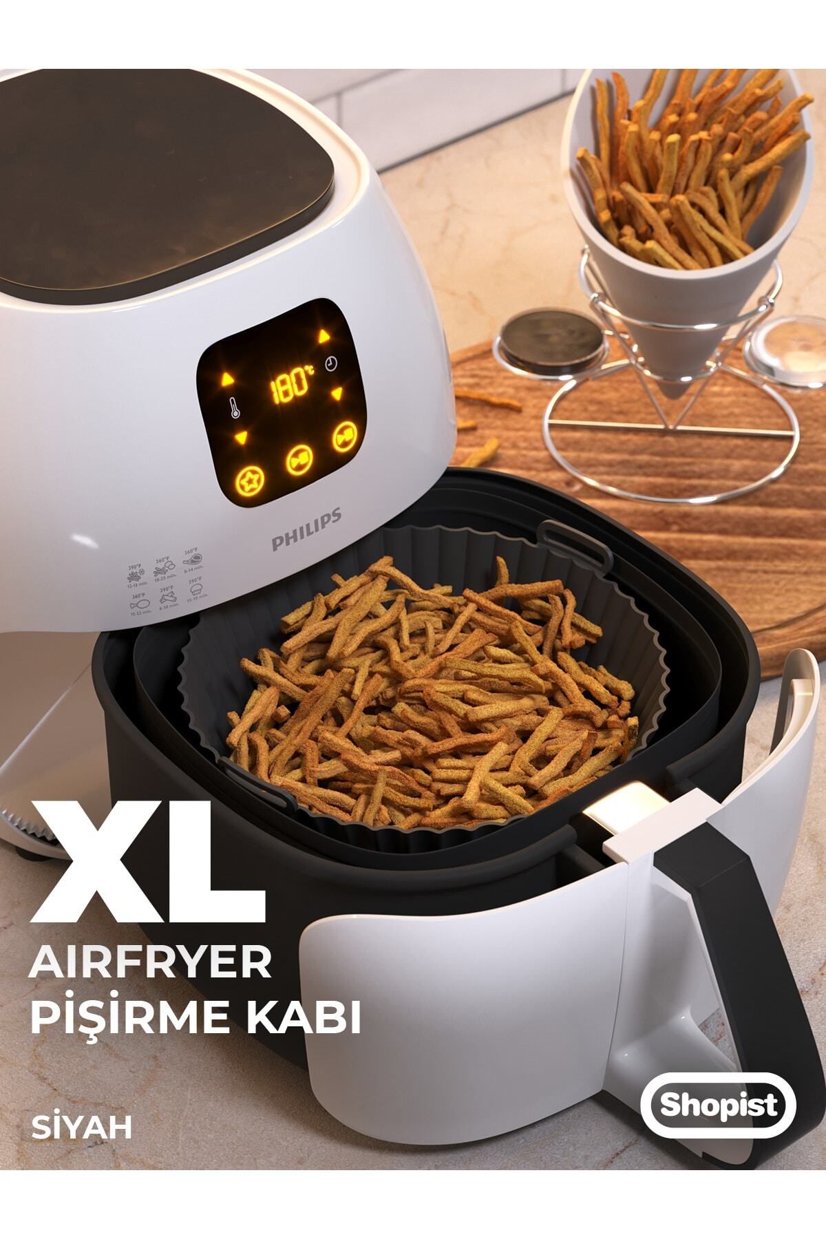 Xl-xxl Siyah Airfryer Silikon Pişirme Kabı 6litre Ve Üzeri Bpa Free Airfryer Pişirme Kağıdı Kalıbı