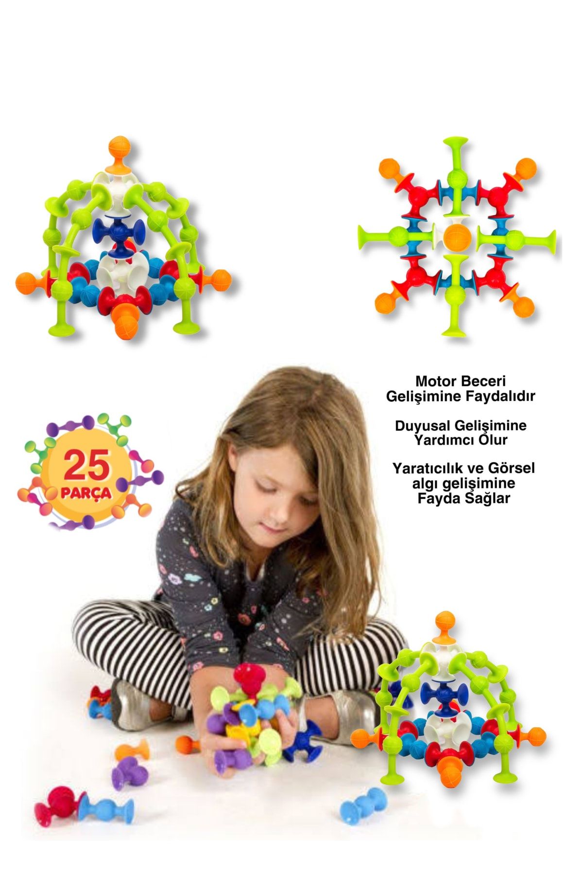 Vakum Molekül 25 Parça Yapı Taşları Fidget Duyusal Eğitici Oyuncak Squigz Lego