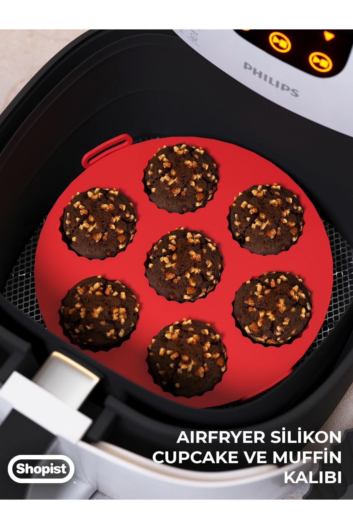 Airfryer Kek-muffin-cupcake Pişirme Kalıbı Kırmızı- Airfryer Pişirme Kağıdı Silikon- Bpa Free
