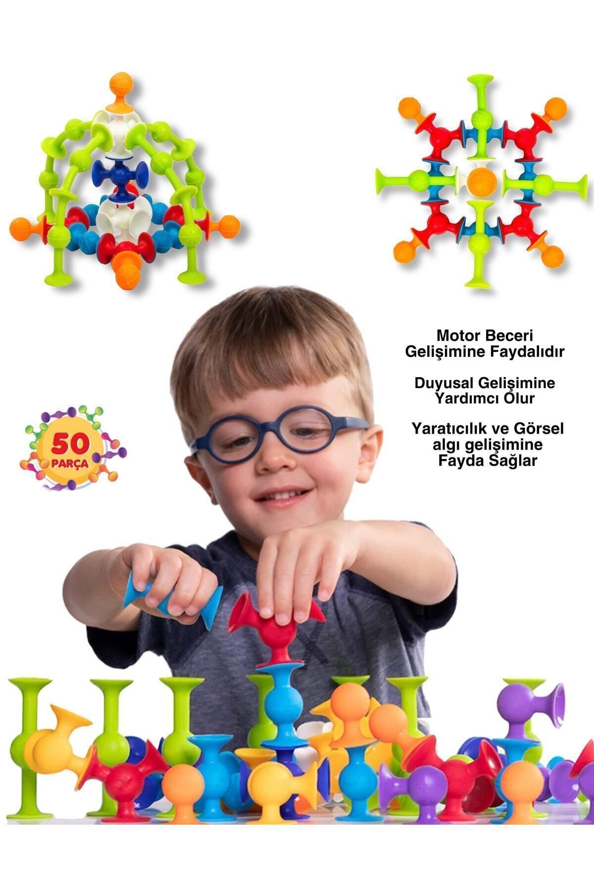 Vakum Molekül 50 Parça Yapı Taşları Fidget Duyusal Eğitici Oyuncak Lego Squigz