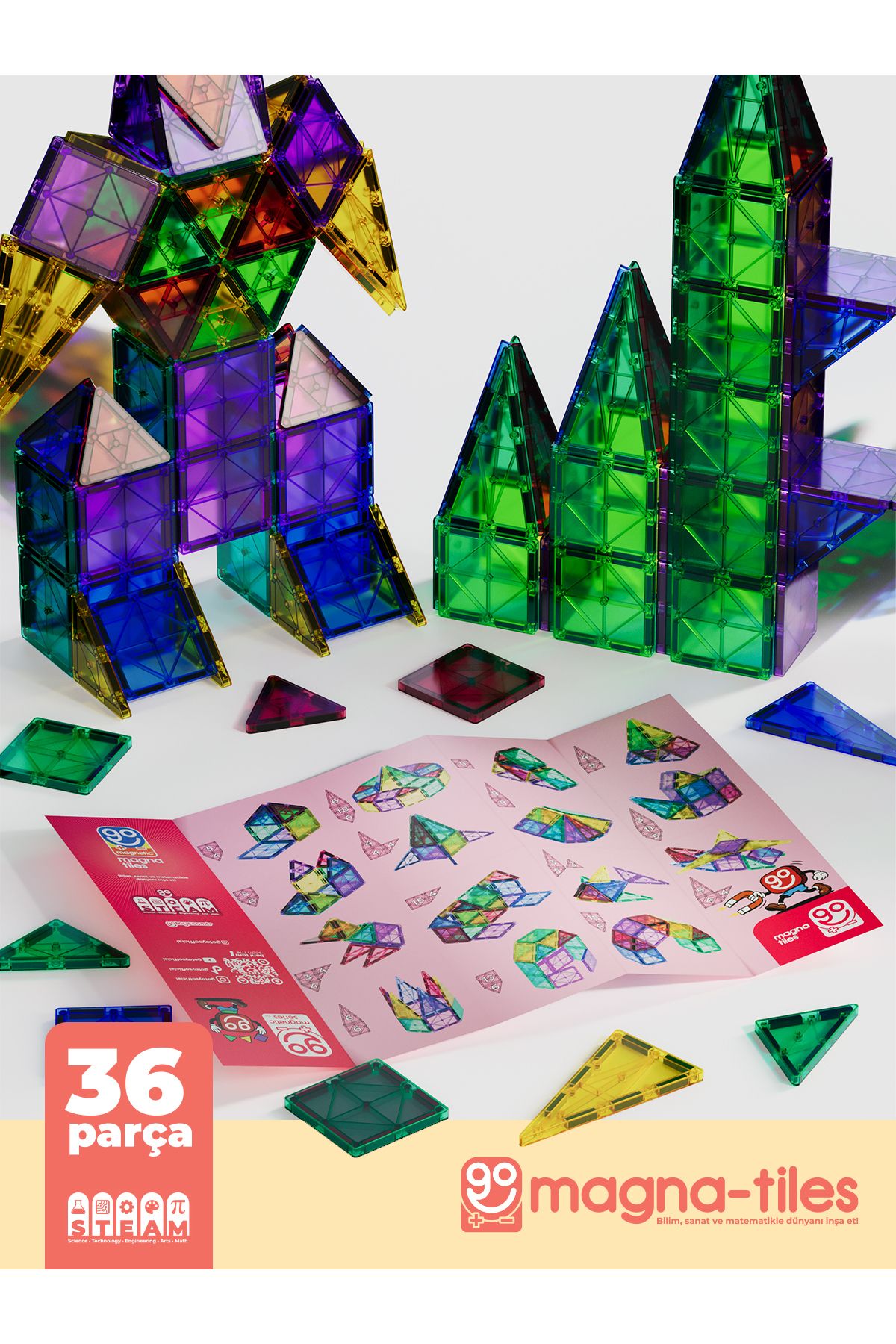 Magna Tiles 36 Parça Manyetik Yapı Blokları Original - Mıknatıslı Eğitici Oyuncak