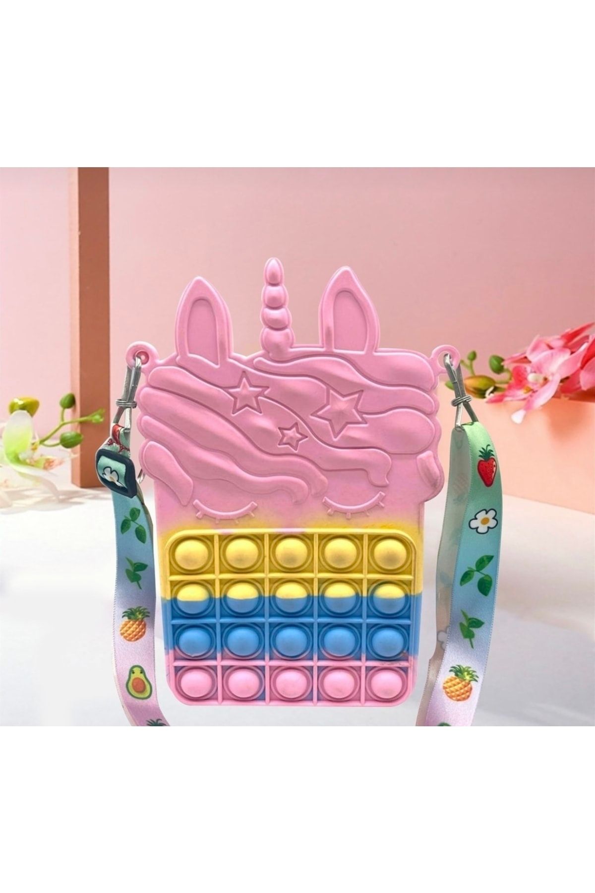 Unicorn Pop It Orta Boy Çanta 19-12cm Popit Push Bubble Eğitici Oyuncak Çocuk Çantası