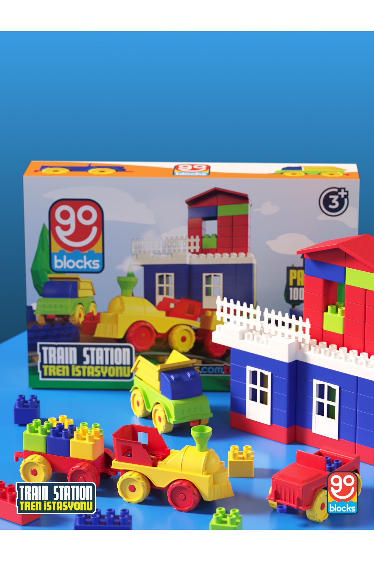 Go Blocks Train Station 100 Parça Yapı Blok Seti Yapı Oyuncakları Mega Blok