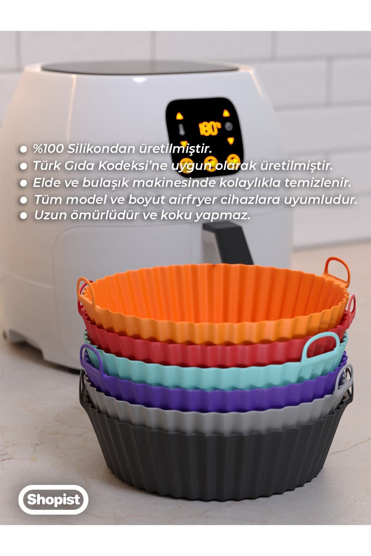 Kırmızı Airfryer Silikon Pişirme Kabı 20x5 Cm Bpa Içermez Airfryer Pişirme Kağıdı Aksesuar Kalıbı