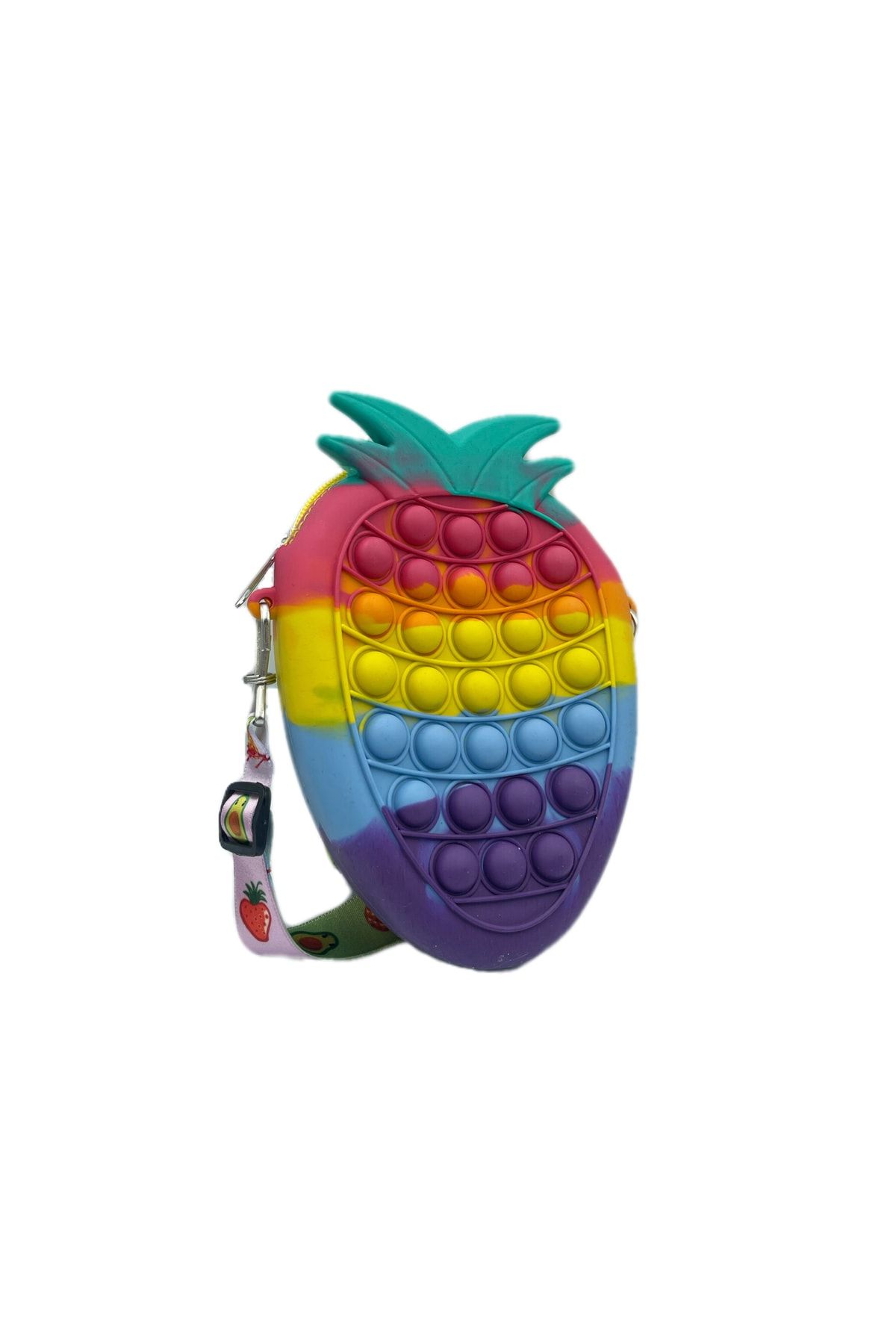 Popit Çilek Çanta 18*14 Cm Pop It Push Buble Çocuk Çantası Eğitici Oyuncak