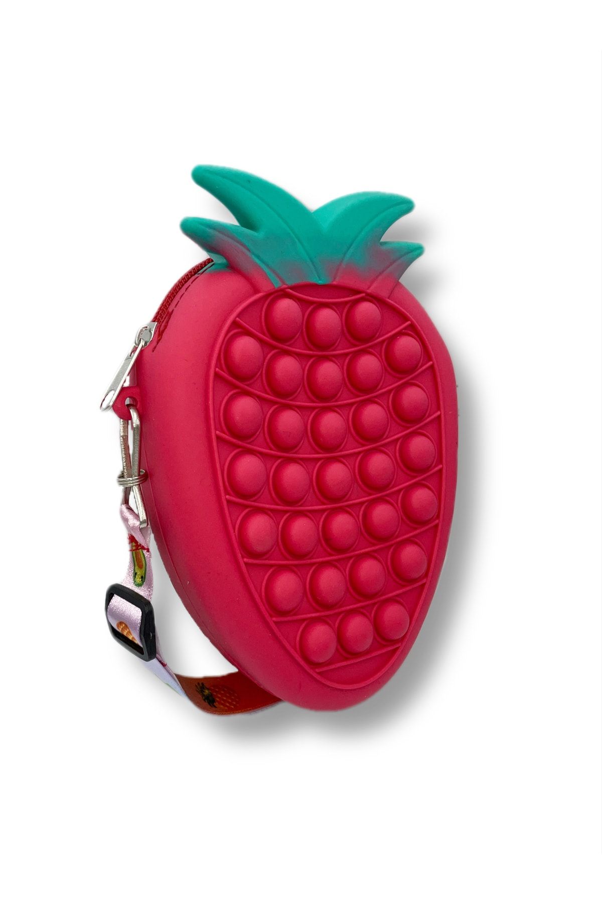 Popit Çilek Çanta 18*14 Cm Pop It Push Buble Çocuk Çantası Eğitici Oyuncak