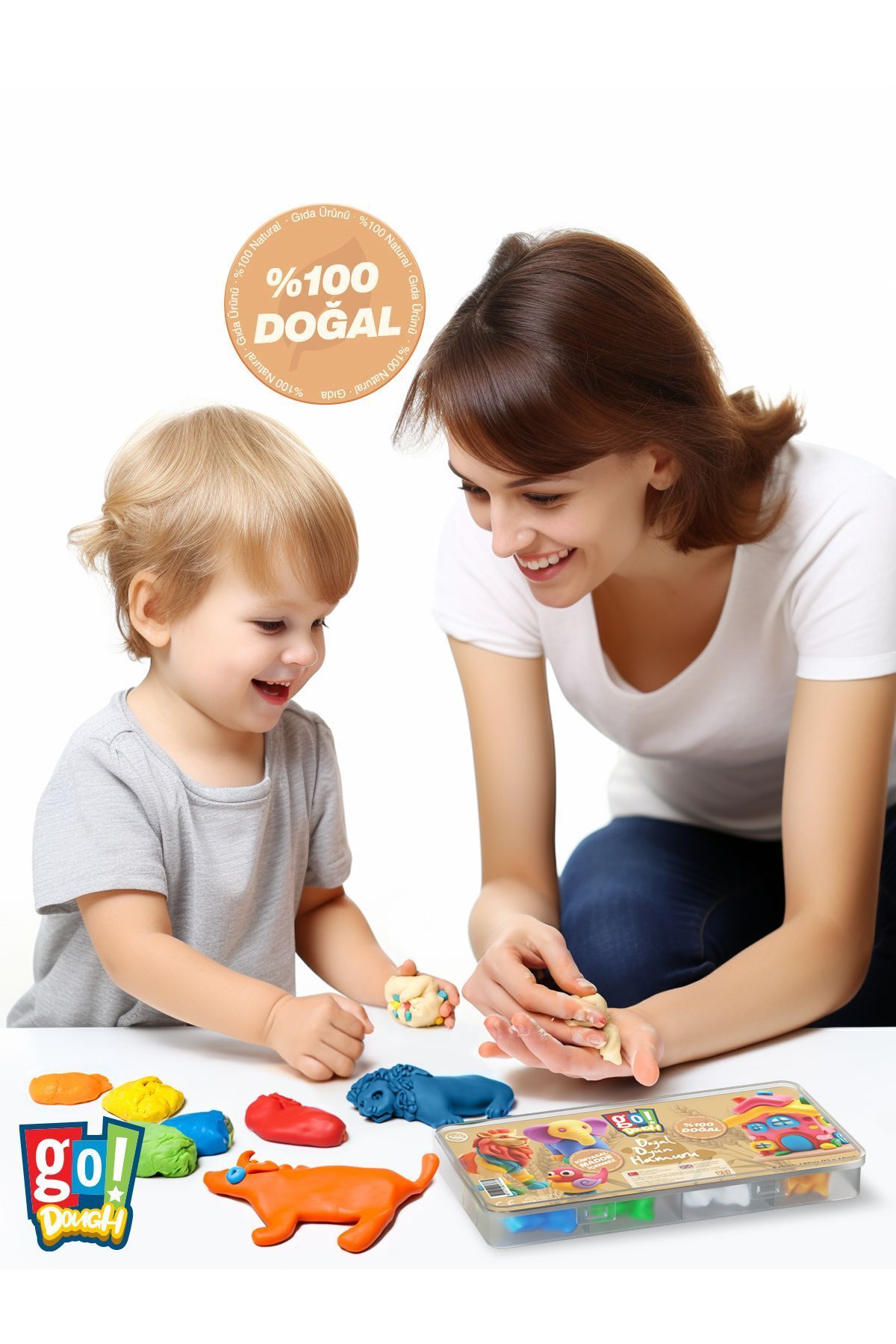Şekil Beceri Seti - 1000Gr Kinetik Kum + 420 Gram Doğal Oyun Hamuru