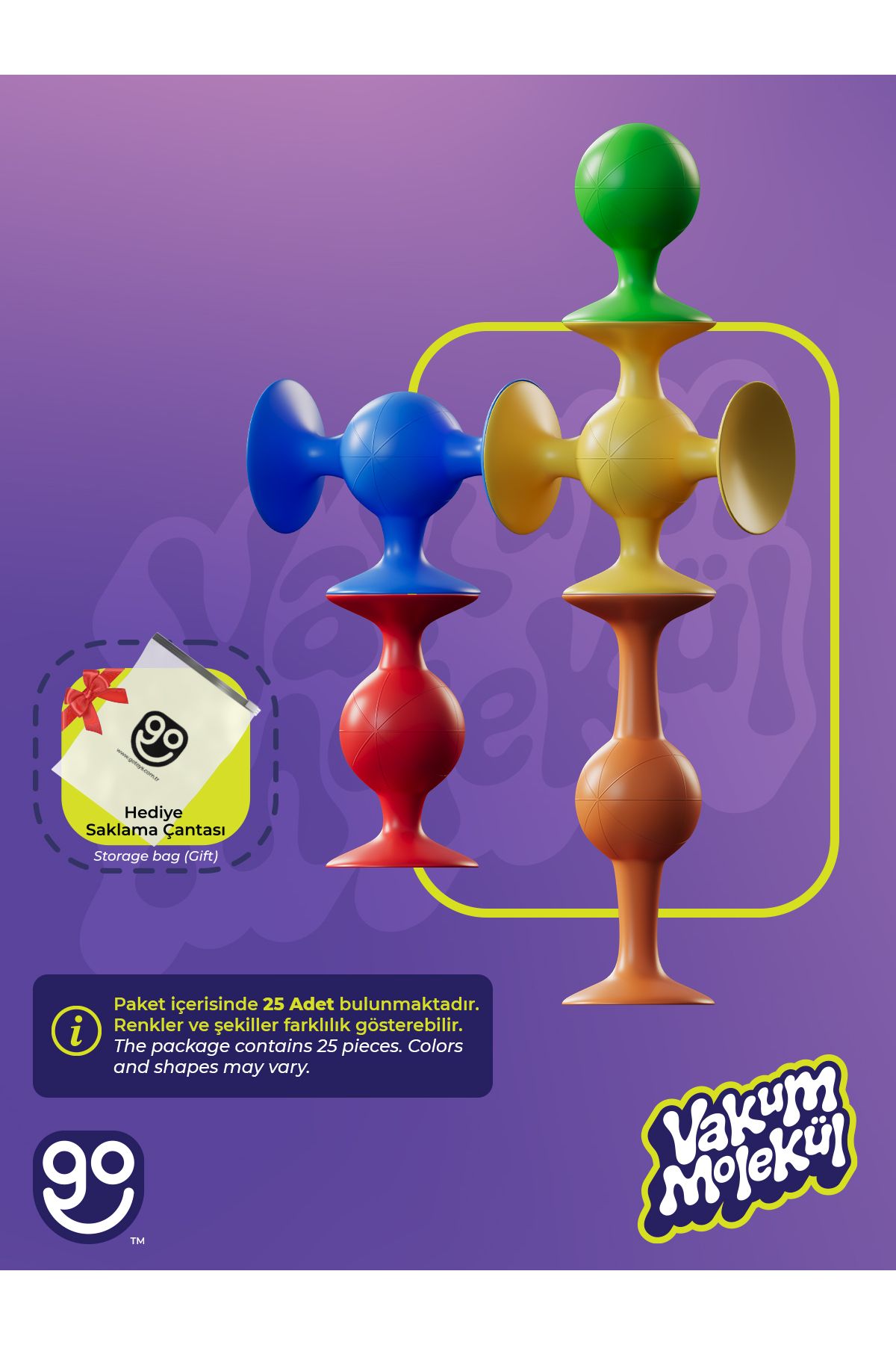Vakum Molekül 25 Parça Yapı Taşları Fidget Duyusal Eğitici Oyuncak Squigz Lego