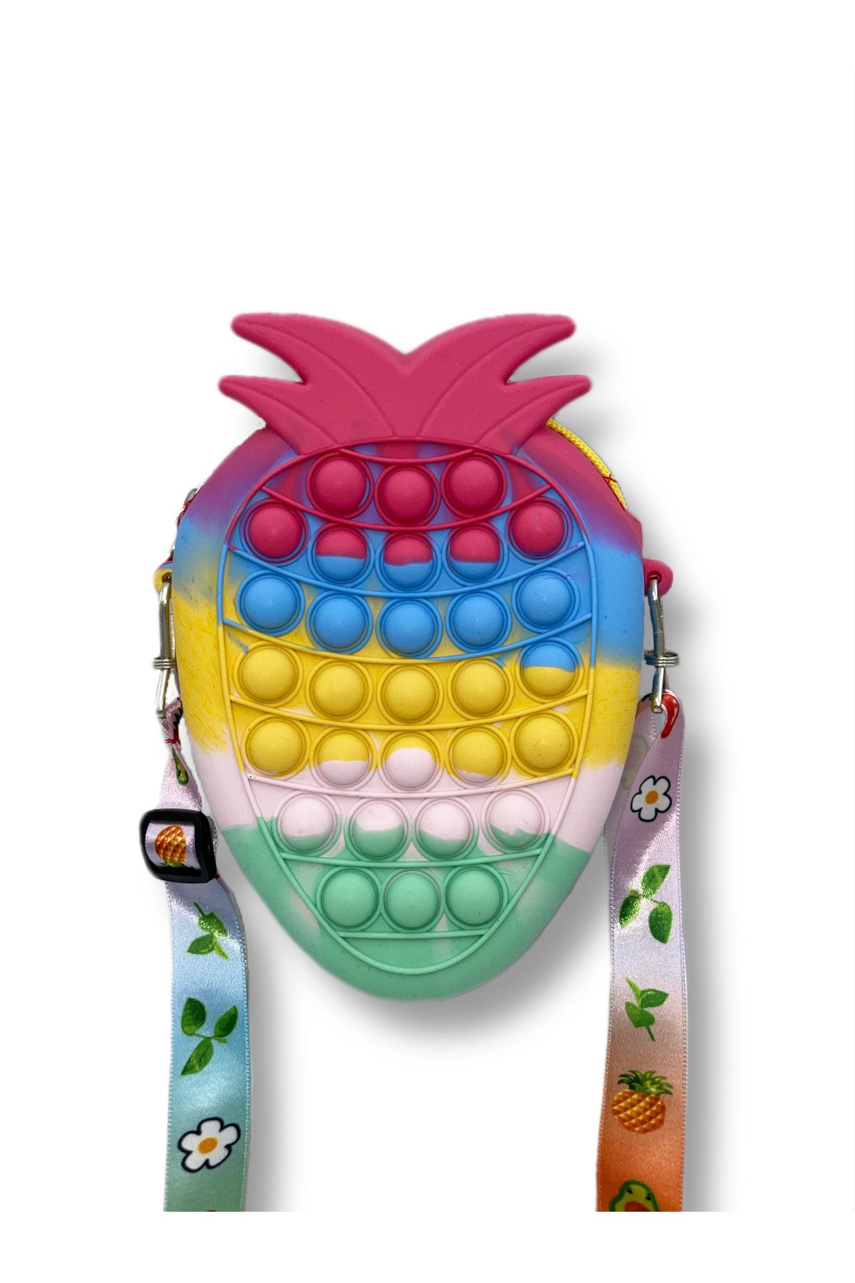 Popit Çilek Çanta 18*14 Cm Pop It Push Buble Çocuk Çantası Eğitici Oyuncak