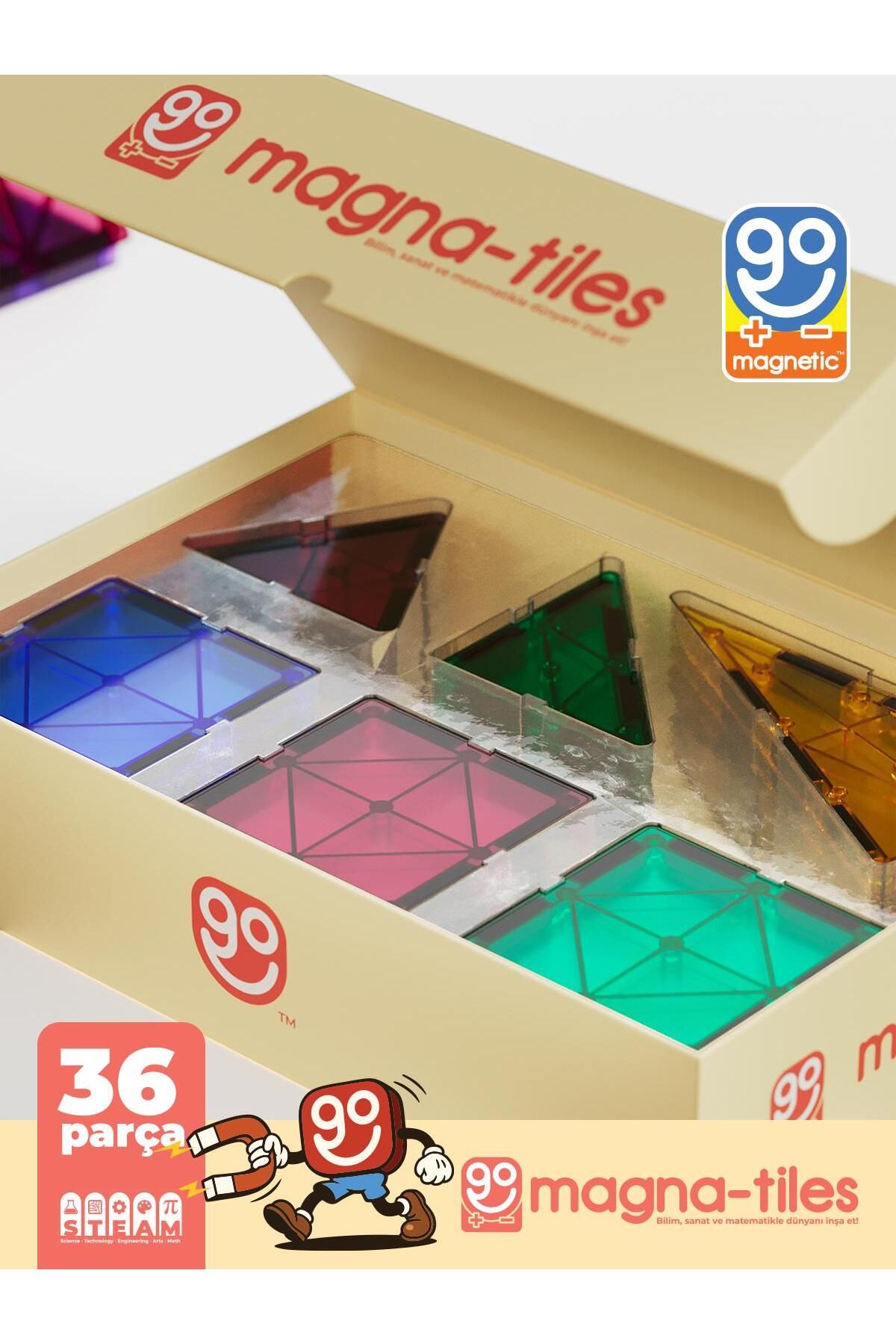 Magna Tiles 36 Parça Manyetik Yapı Blokları Original - Mıknatıslı Eğitici Oyuncak