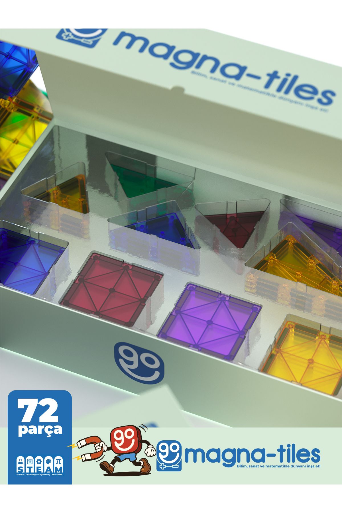 Magna Tiles 72 Parça Manyetik Yapı Blokları Original - Mıknatıslı Eğitici Oyuncak
