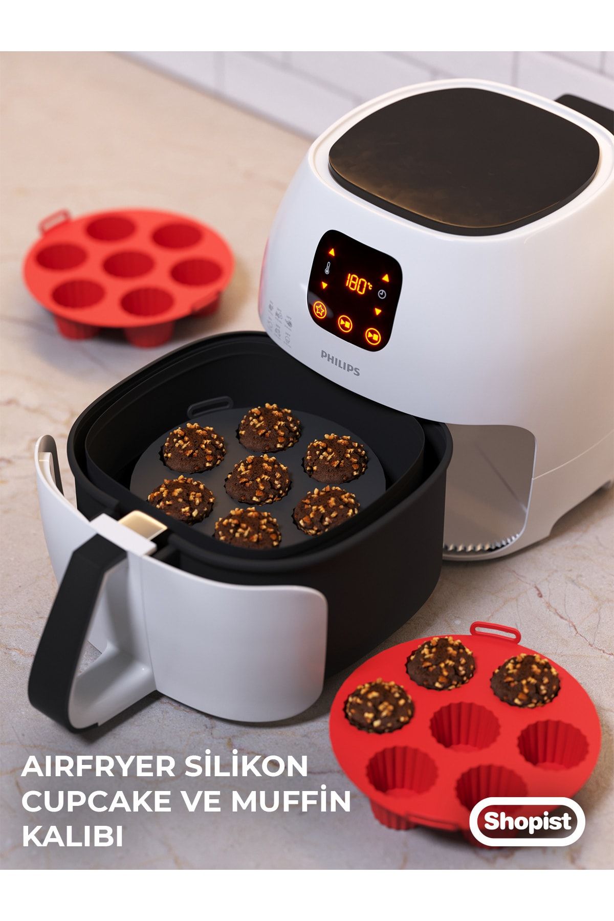 Airfryer Kek-muffin-cupcake Pişirme Kalıbı Siyah- Airfryer Pişirme Kağıdı Silikon- Bpa Free