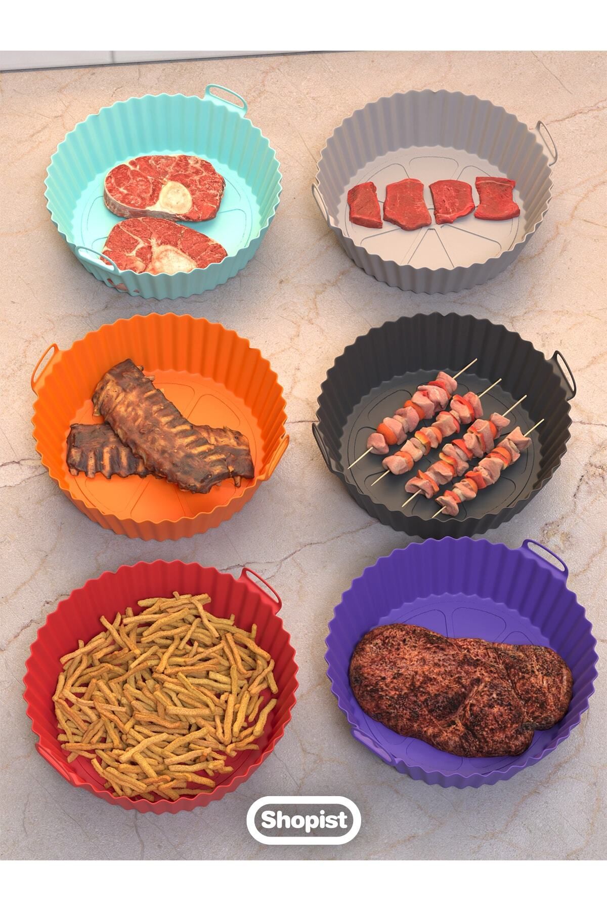 Kırmızı Airfryer Silikon Pişirme Kabı 20x5 Cm Bpa Içermez Airfryer Pişirme Kağıdı Aksesuar Kalıbı