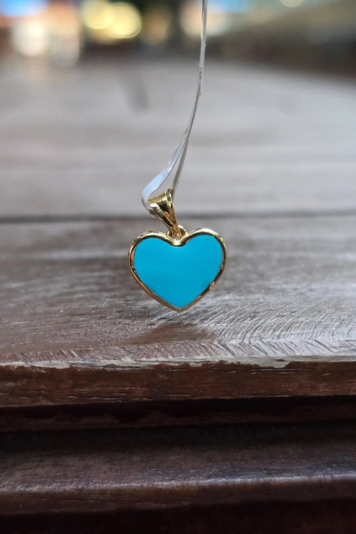 14 Ayar Turkuaz Kalp Kolye Uç