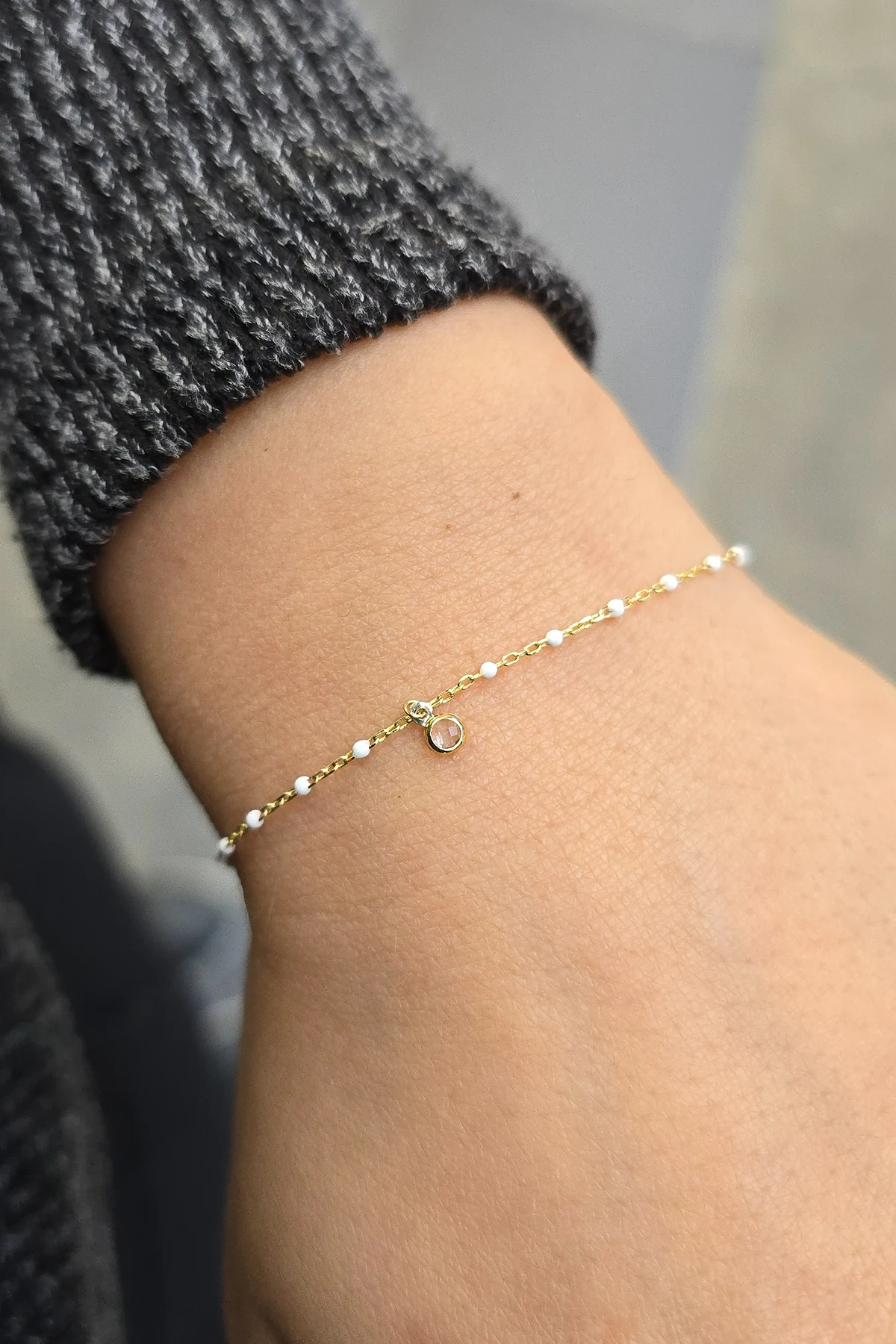 14 Ayar Mineli Taşlı Bileklik