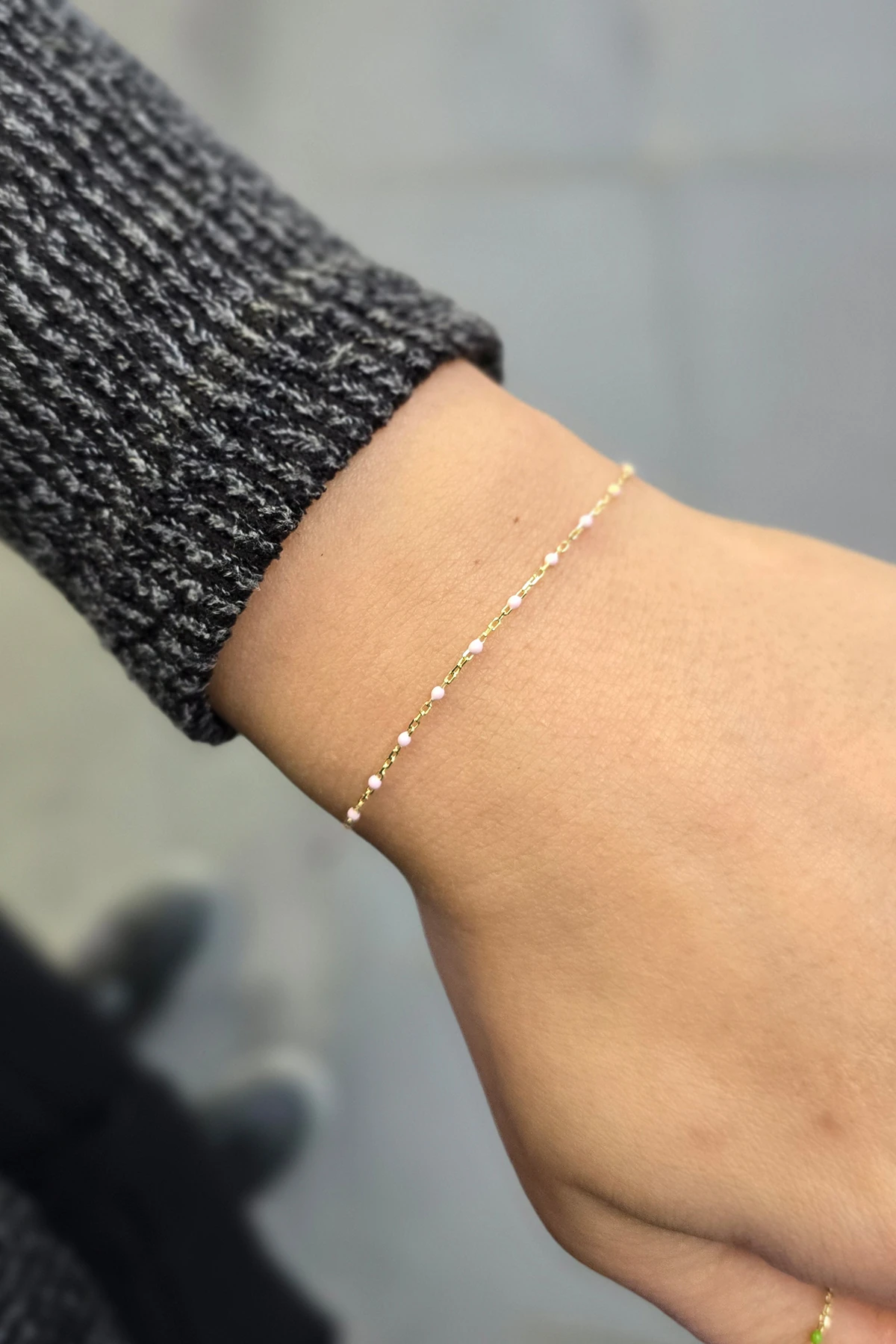 14 Ayar Mineli Toz Pembe Bileklik