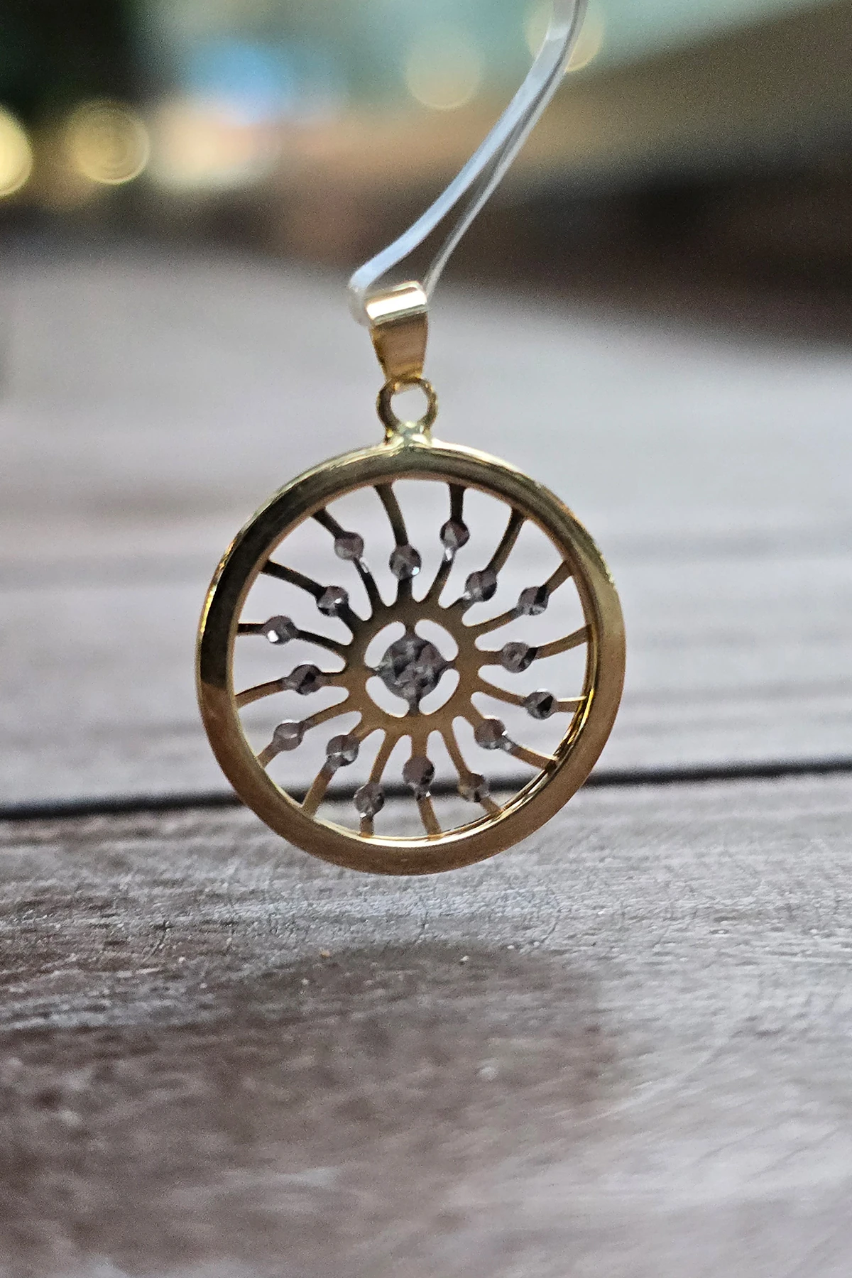 14 Ayar Yuvalak Taşlı Kolye Uç