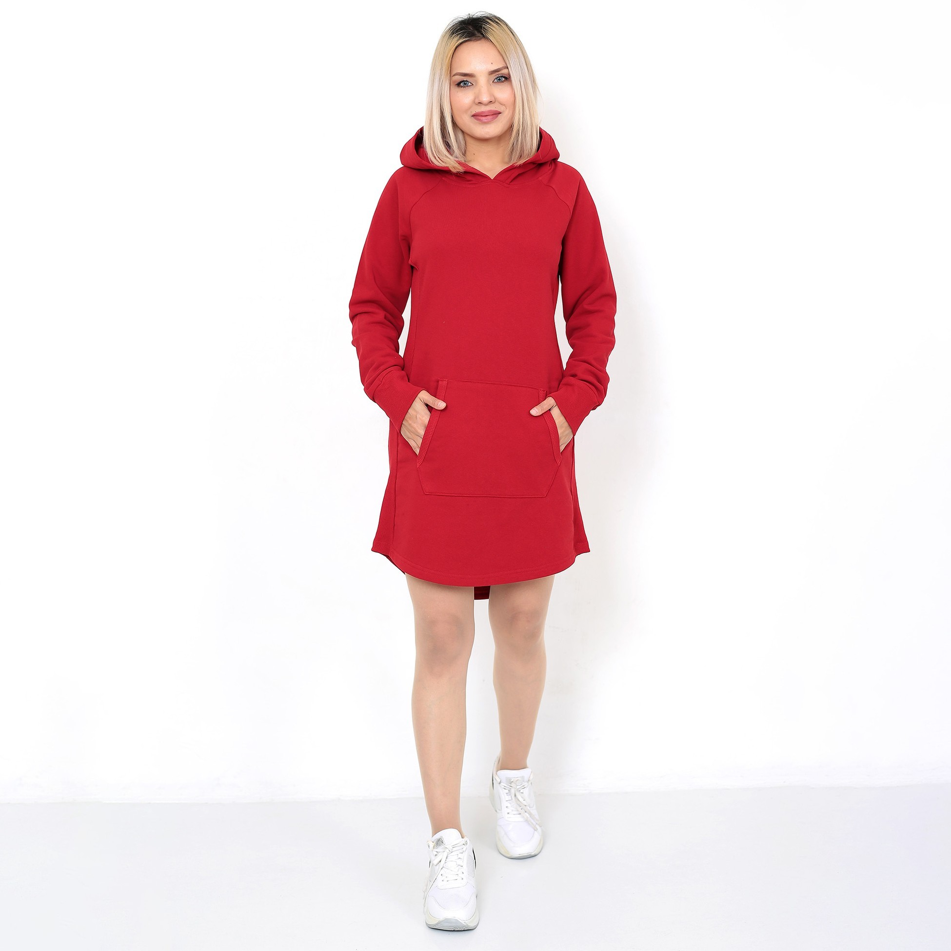Kadın Uzun Kollu Fit Spor Elbise - Kırmızı