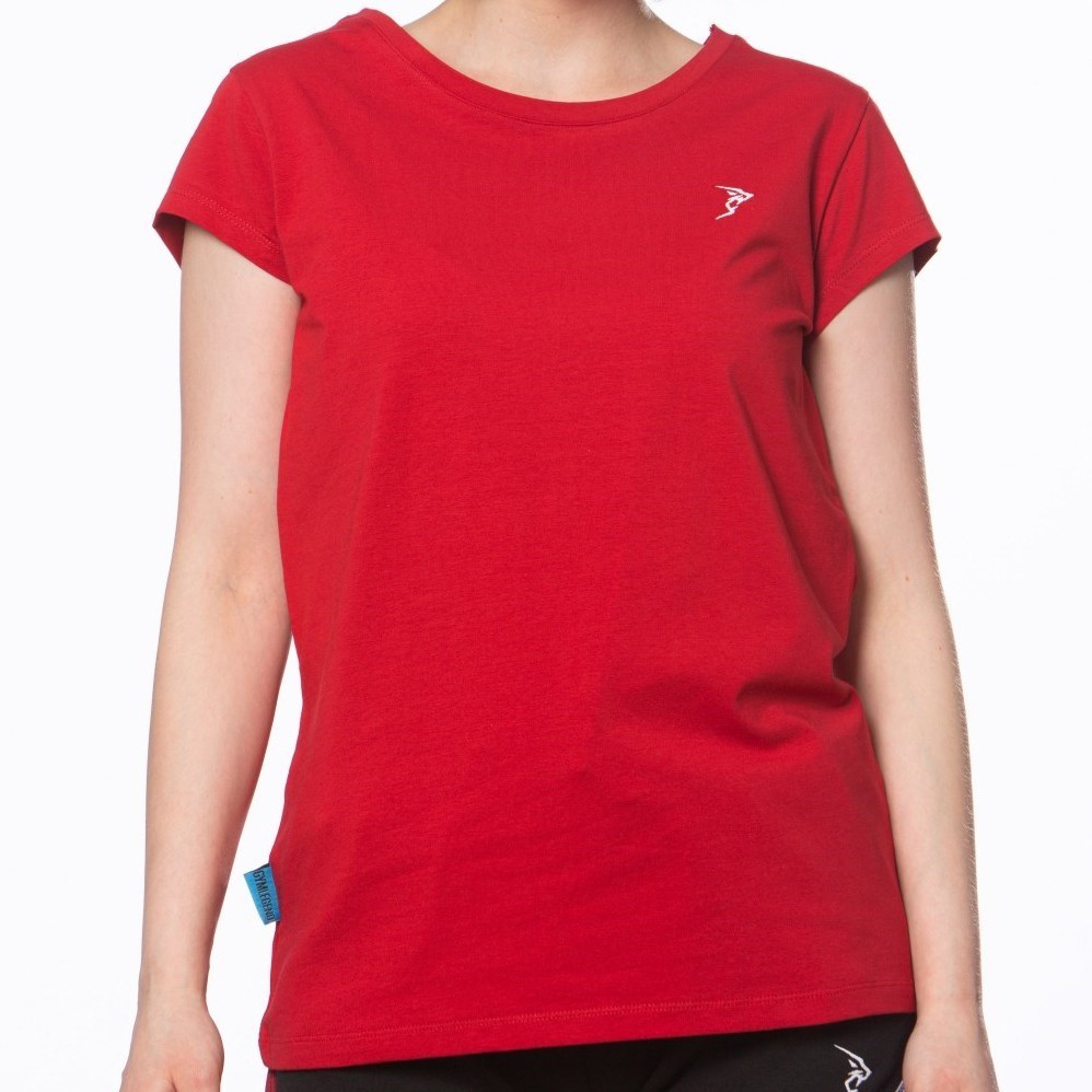 Kadın Kırmızı Süprem Kısa Kollu Basic Tişört