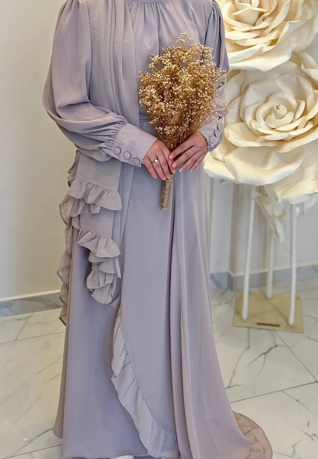 AHZAB ELBİSE + ŞAL - Gri