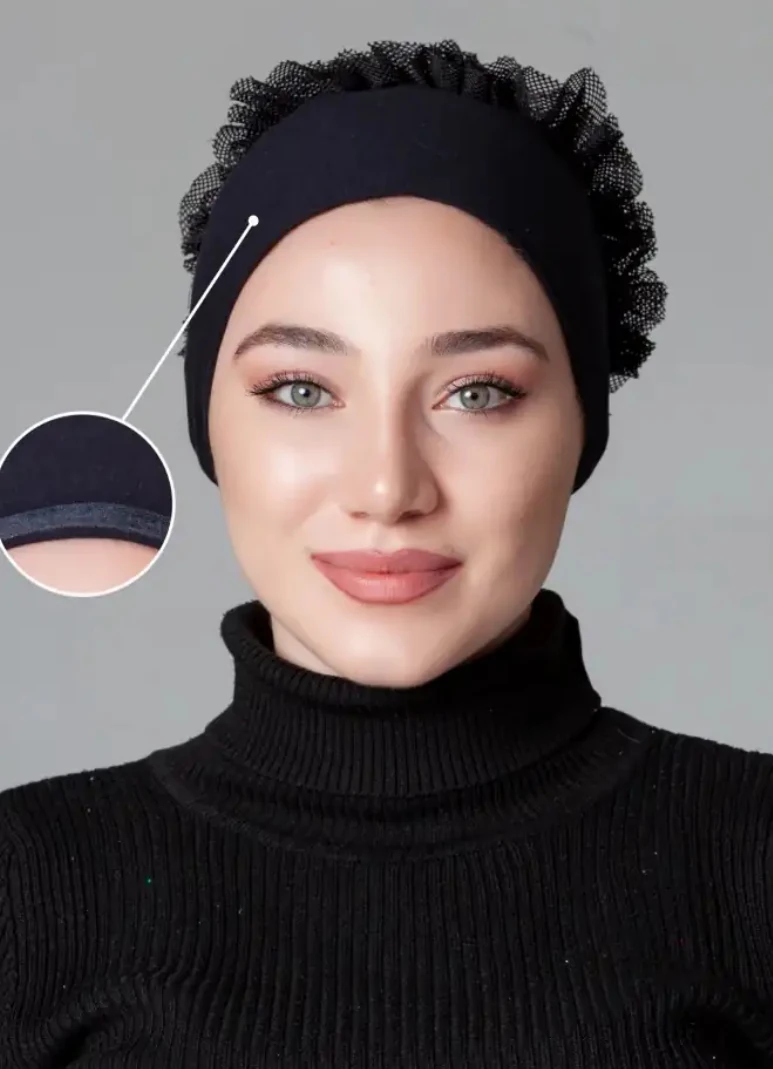 PÜSKÜLLÜ KAYMAZ BONE - Siyah