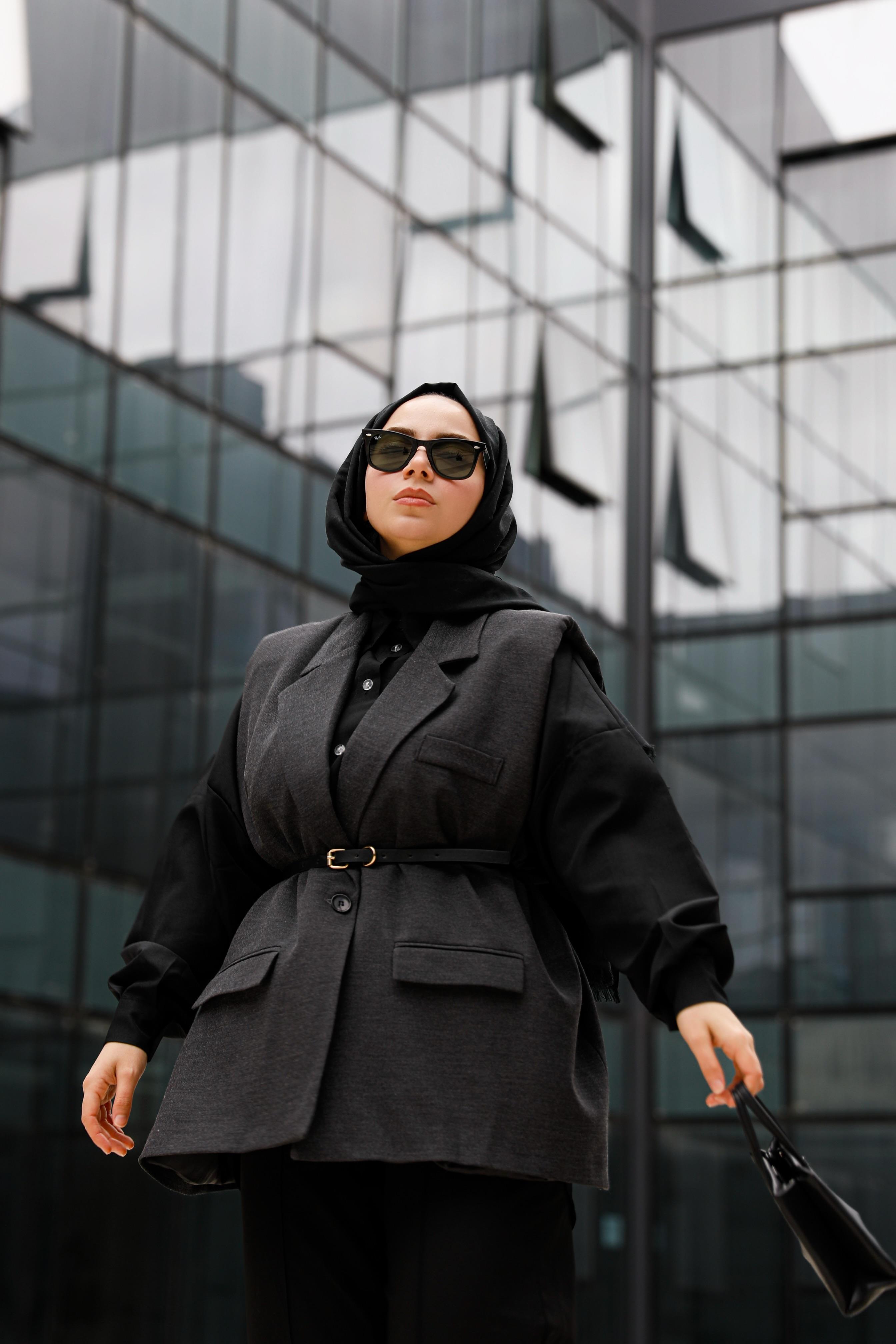 Blazer Yelek Kemerli-FÜME