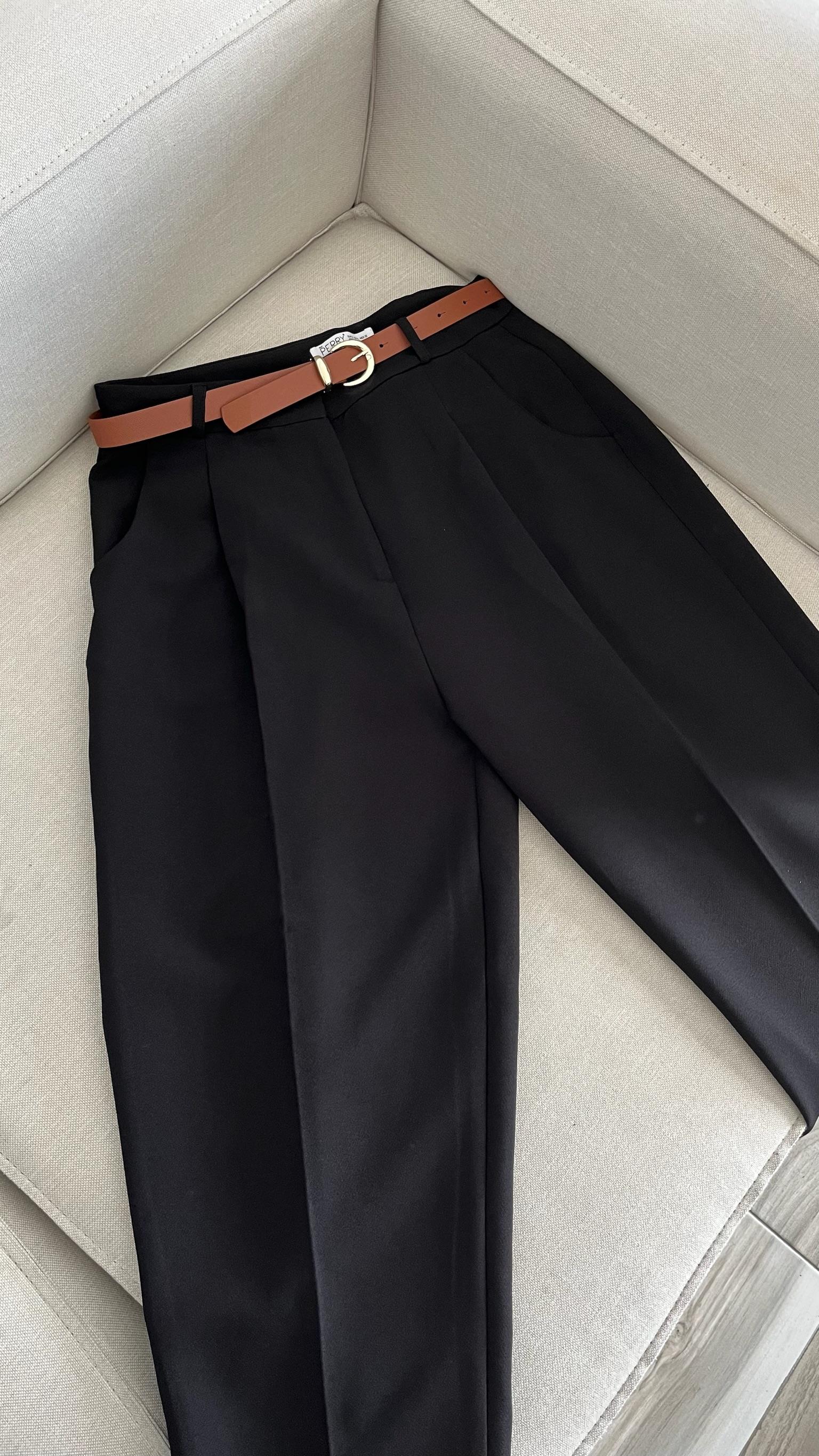 Kemerli ZRA Pantolon-Siyah