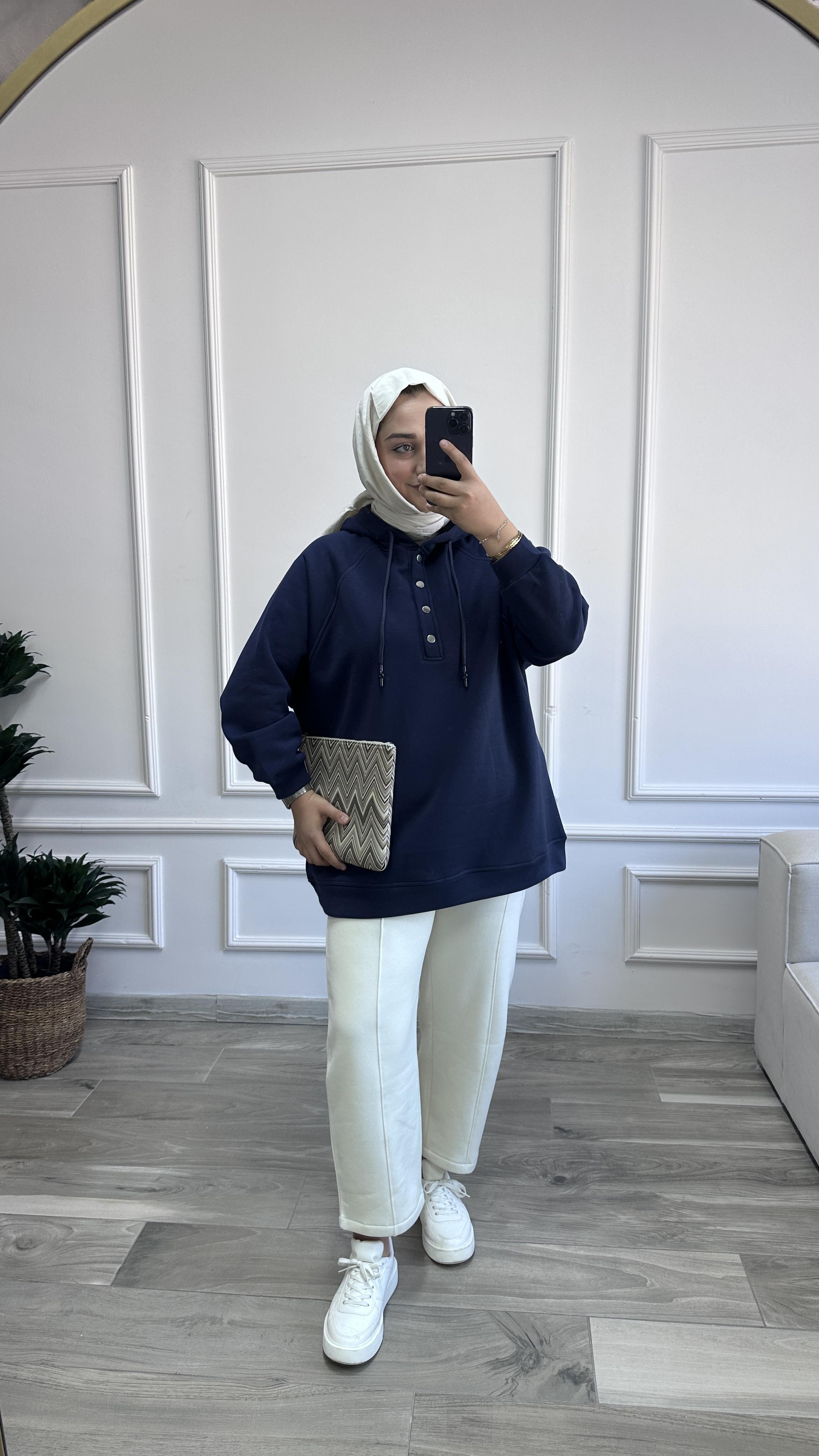 Çıtçıtlı Sweat - LACİVERT