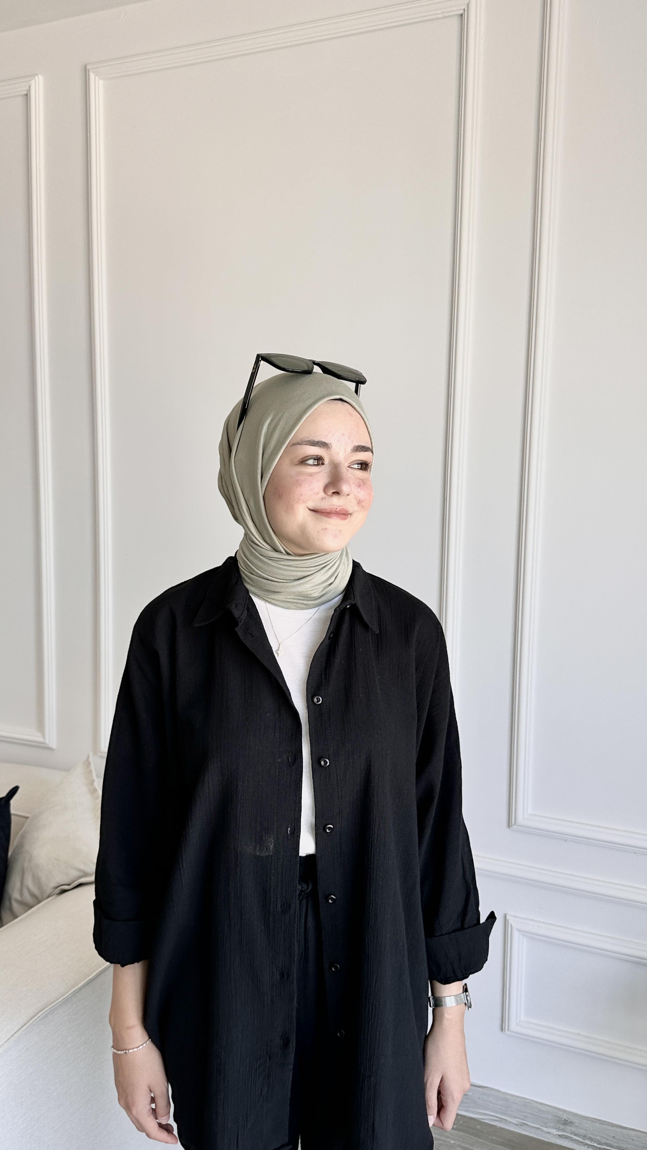 Keten Pantolon Takım-Siyah