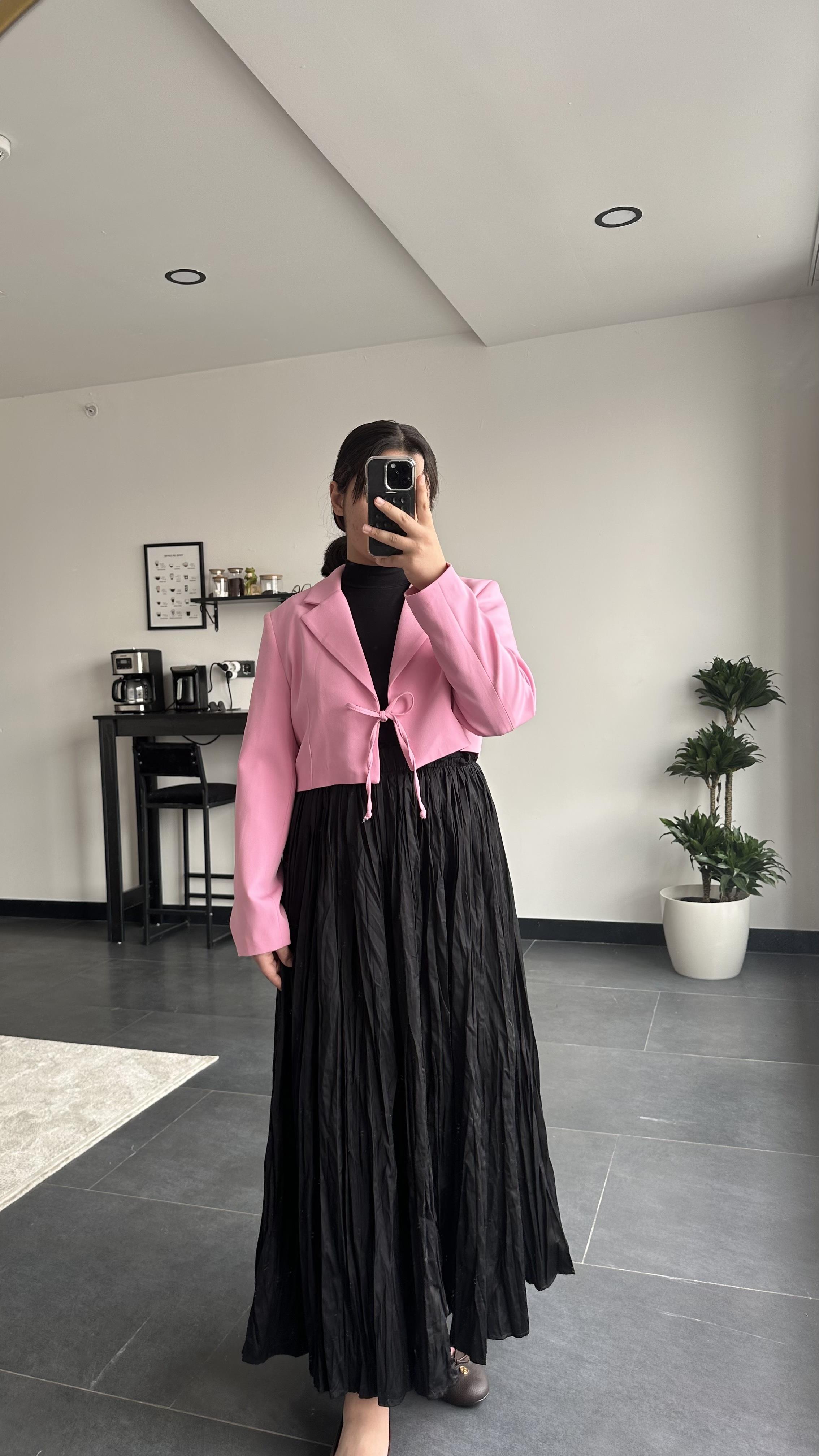 BAĞLAMALI CEKET-PEMBE