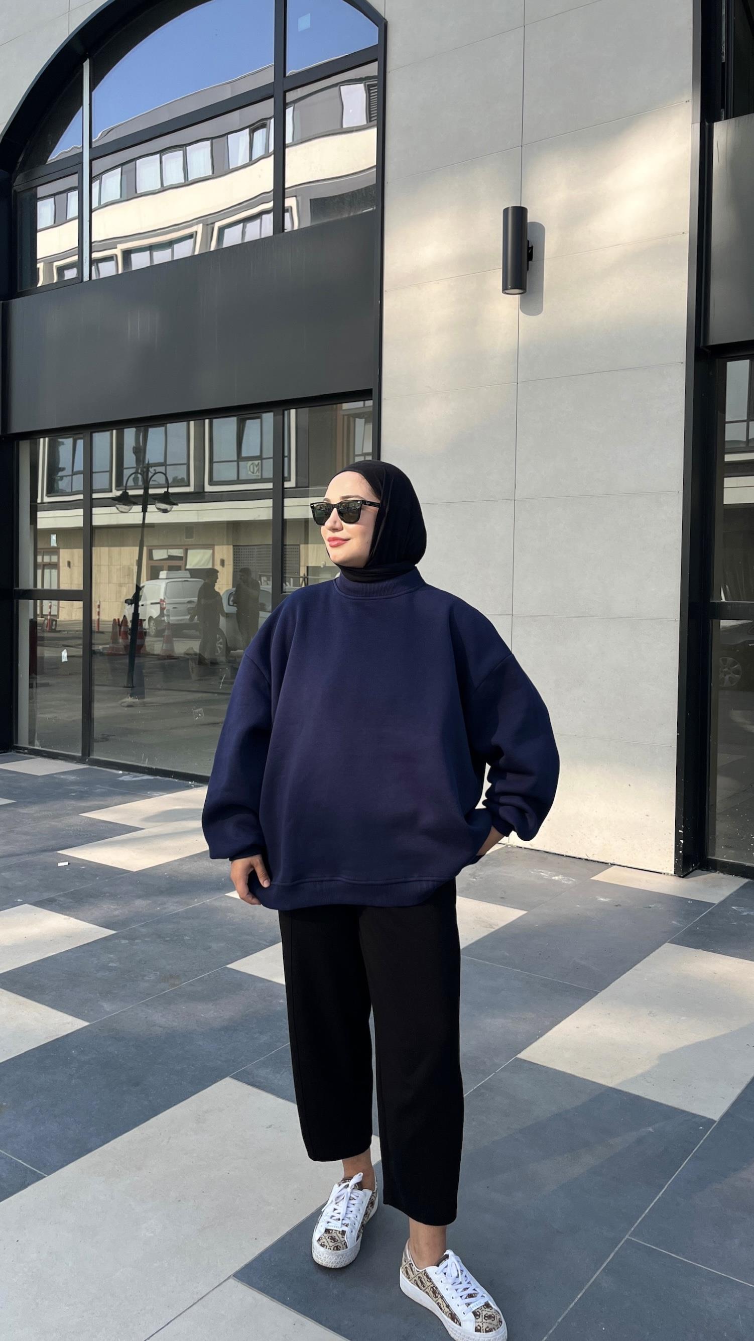 3 İplik Sweatshirt -Lacivert
