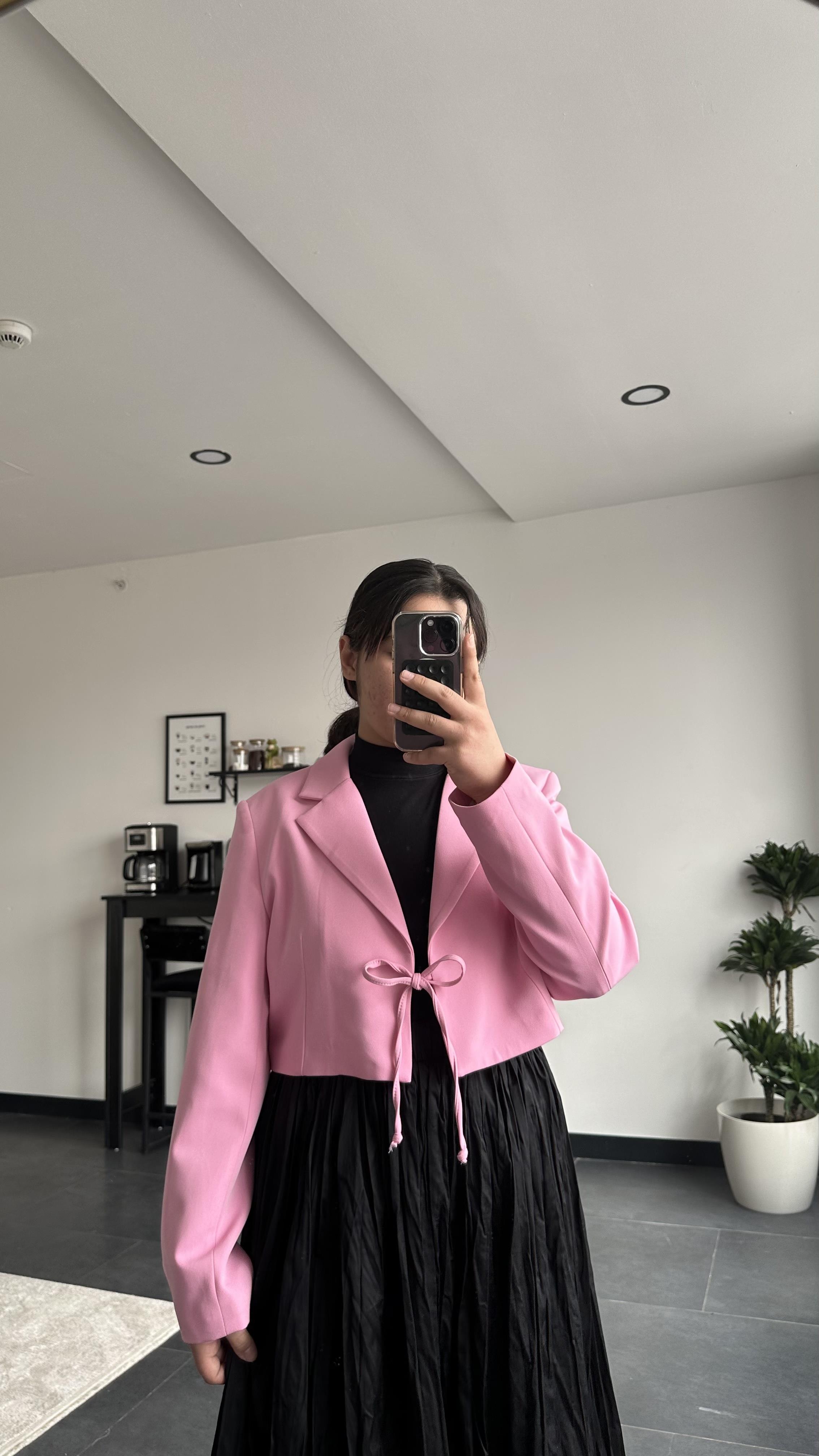 BAĞLAMALI CEKET-PEMBE