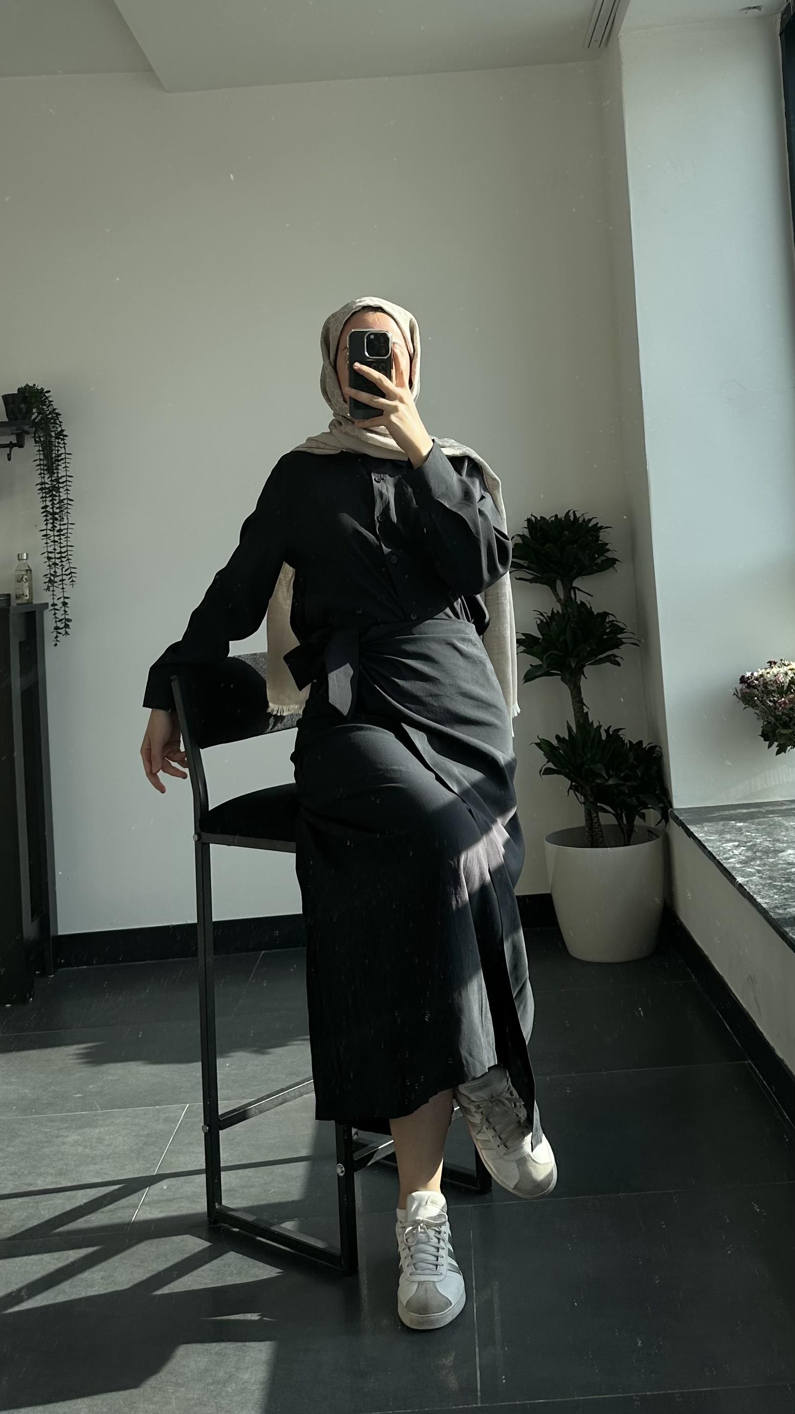 Bağlamalı Etek Takım-Siyah