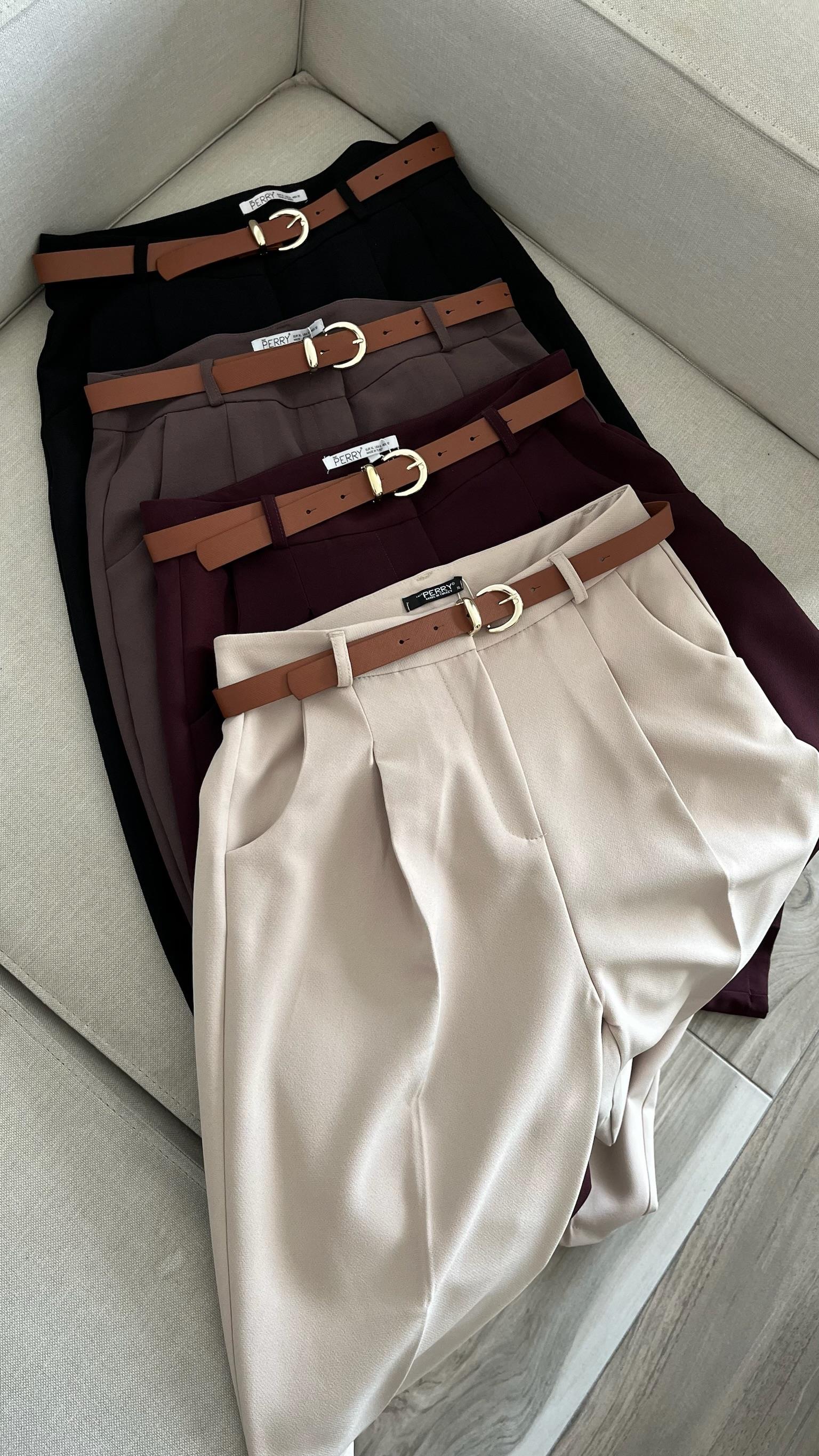 Kemerli ZRA Pantolon-kahve