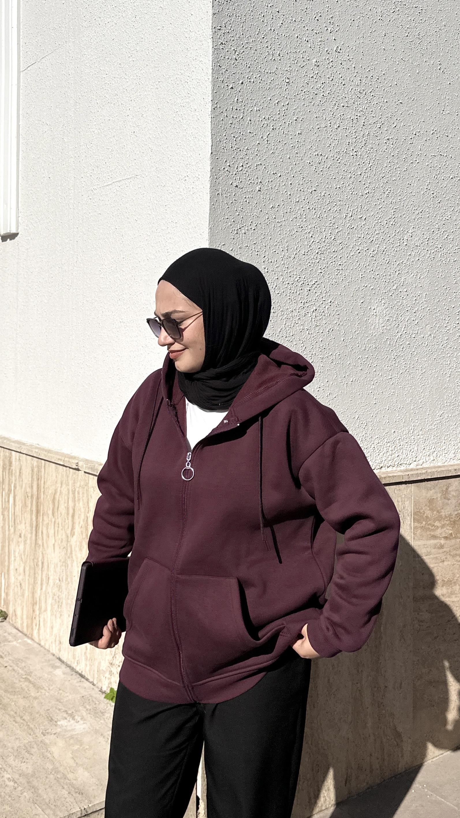 3 İplik Hırka-Bordo