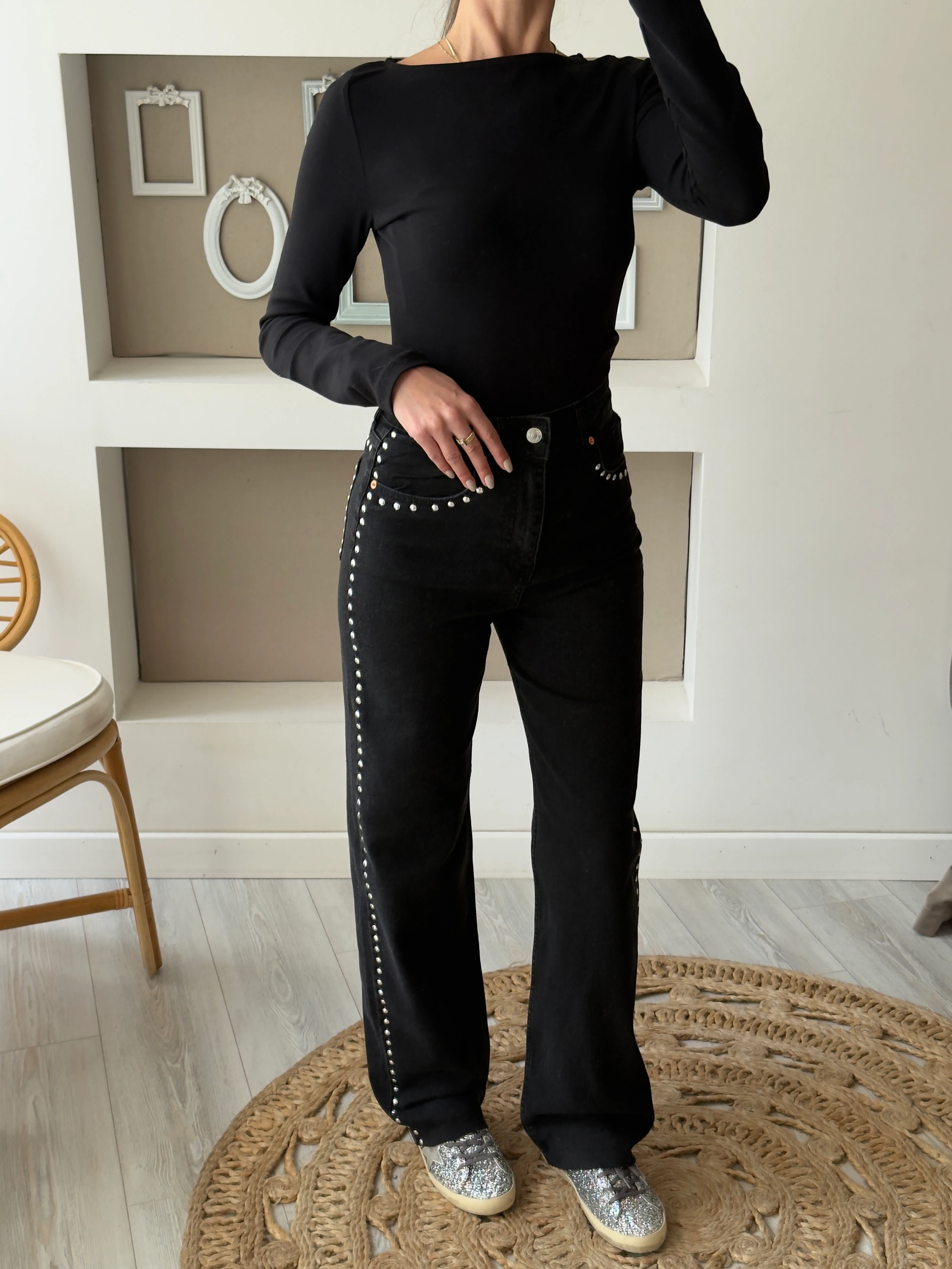 Zımbalı Yüksek Bel ZR Straight Jean