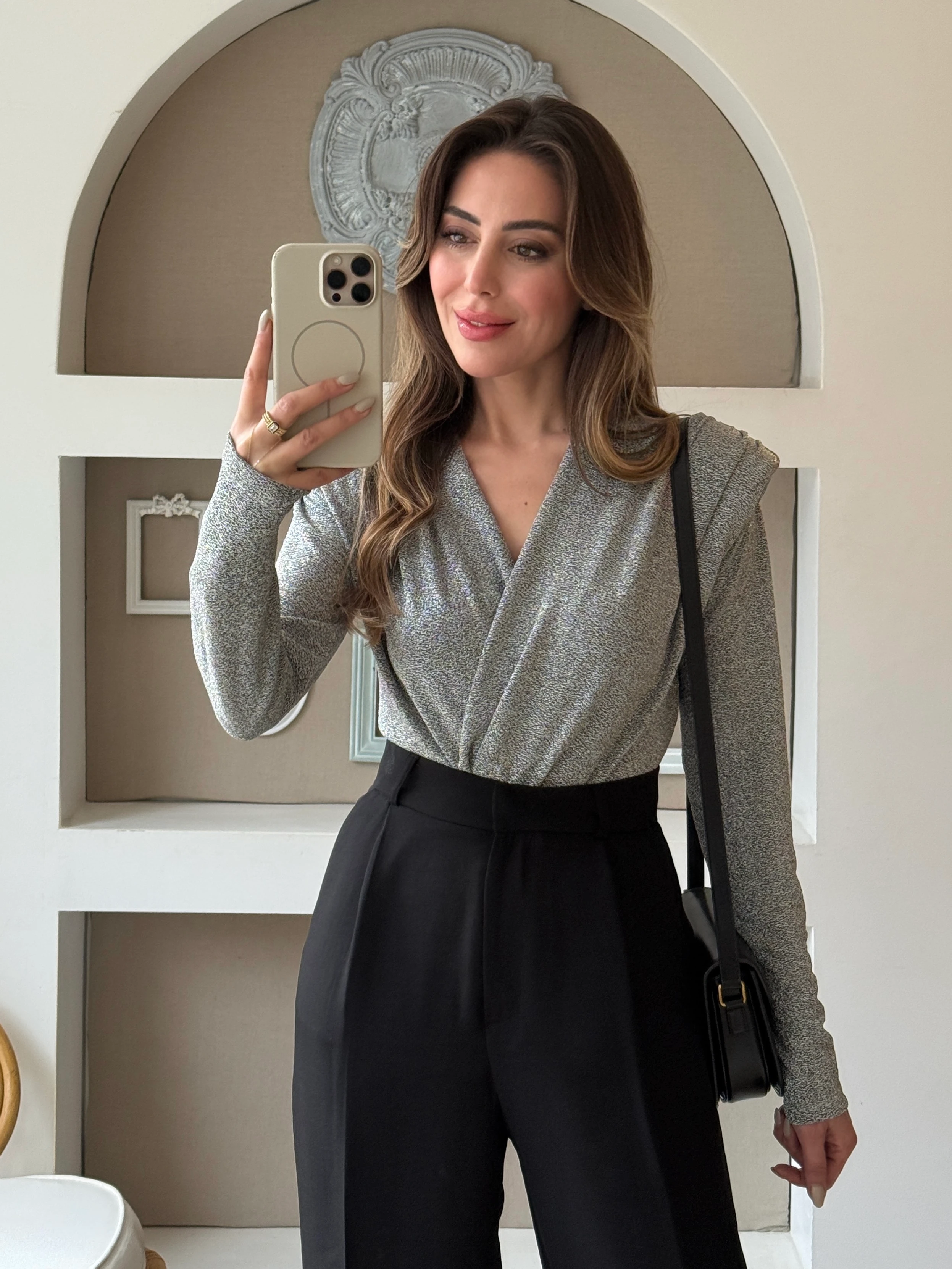 Vatkalı Simli Bodysuit