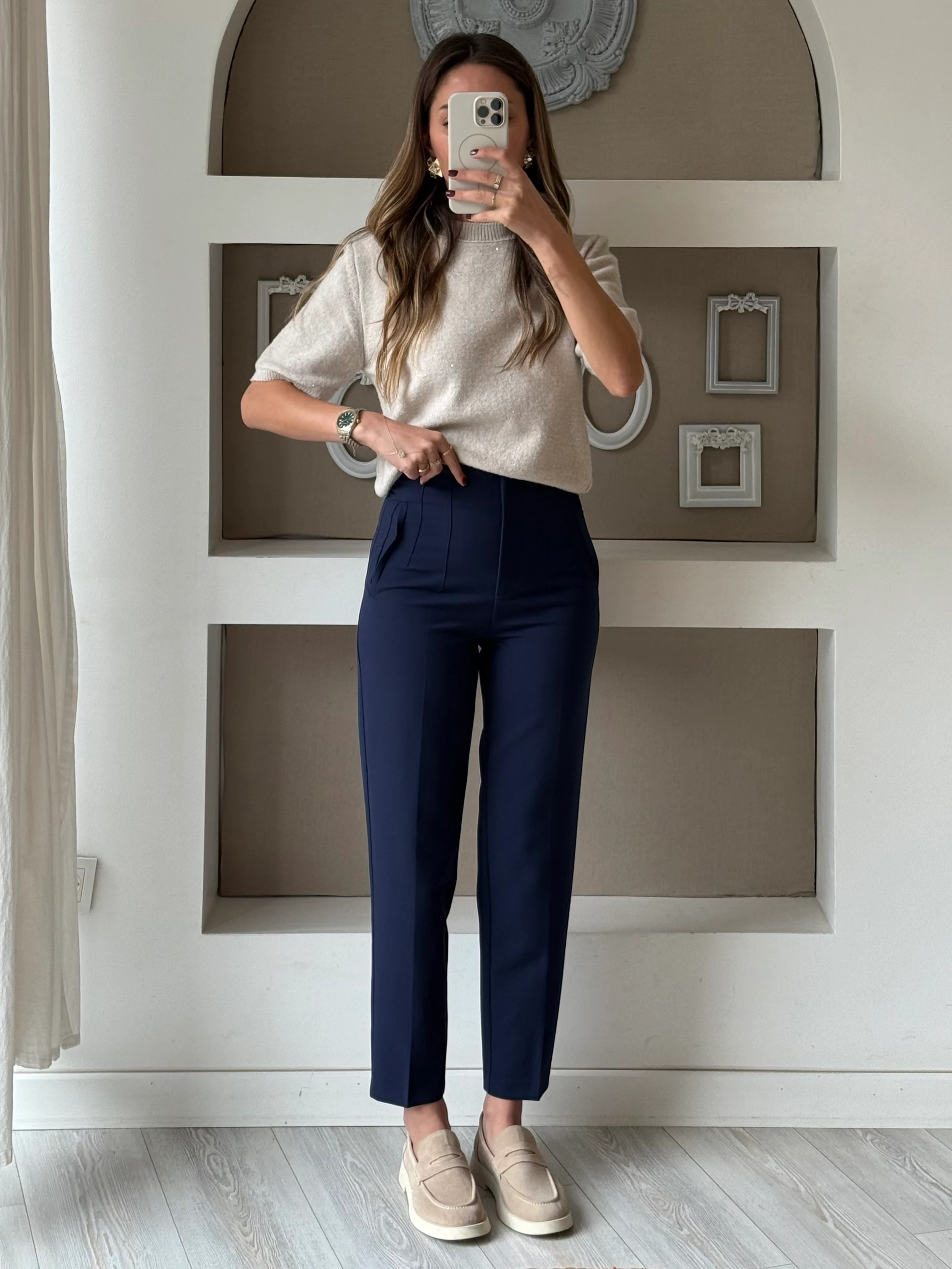 Yüksek Bel Flatolu Pantolon