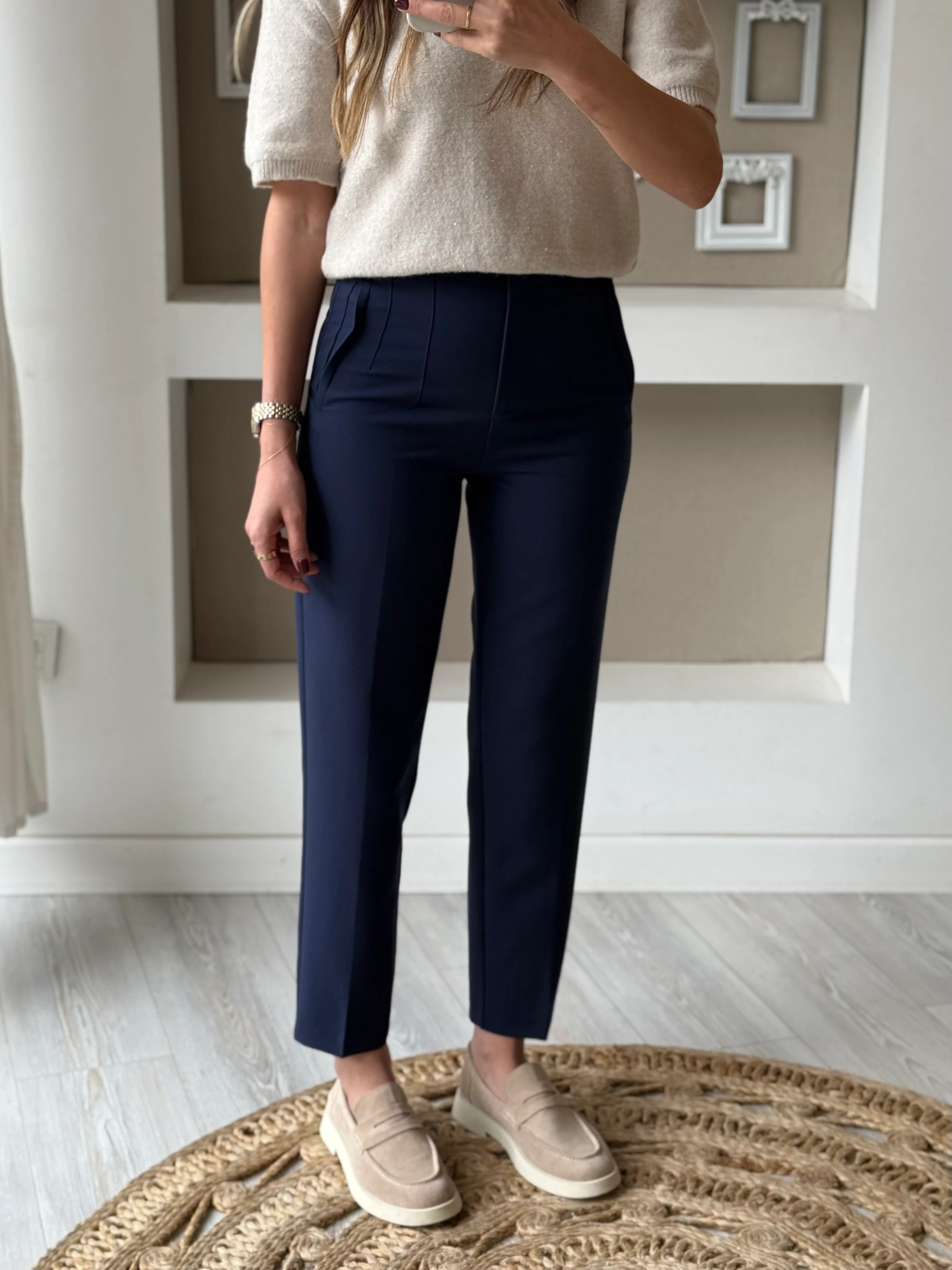 Yüksek Bel Flatolu Pantolon