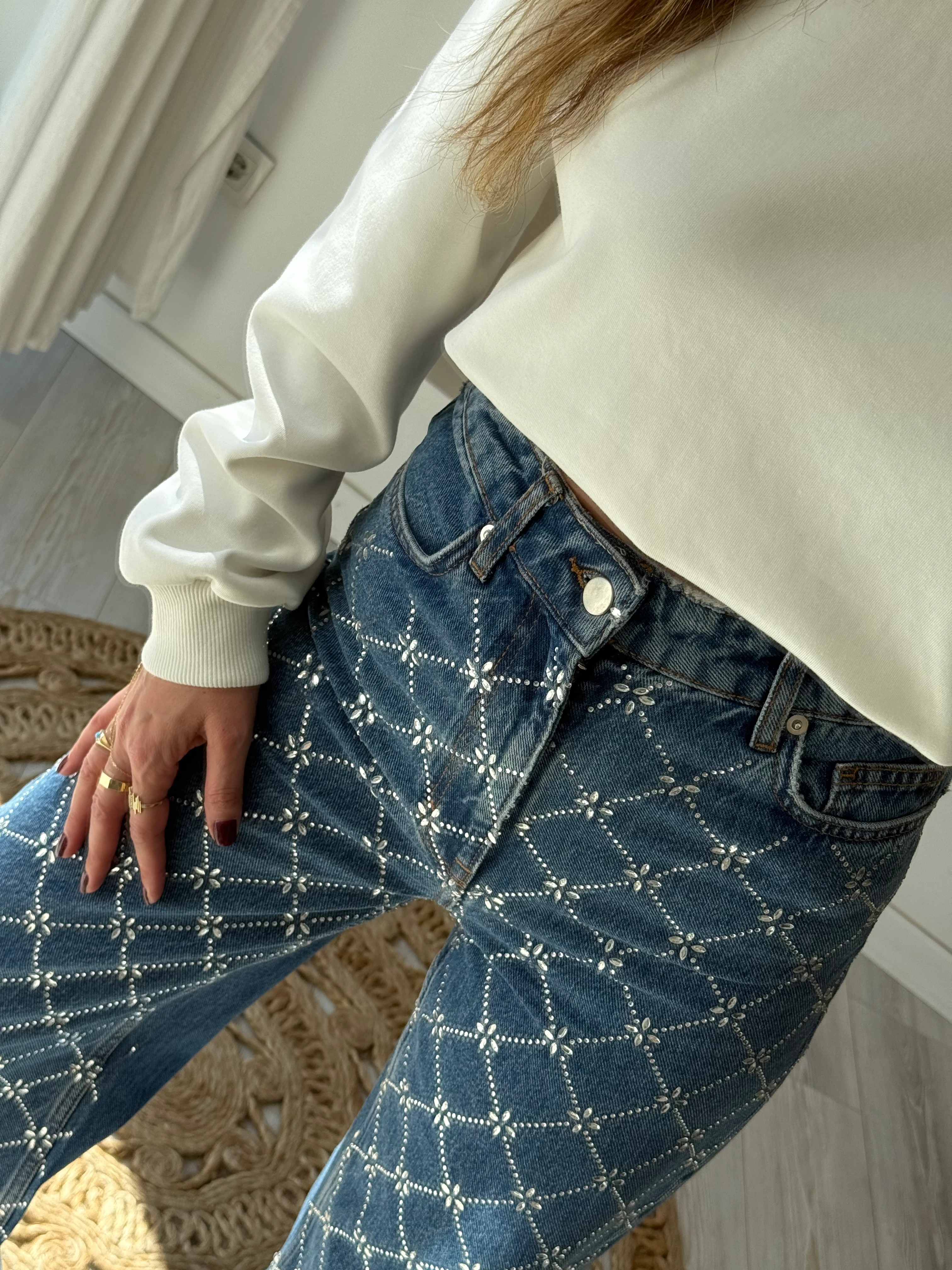 Orjinal Marka Taşlı Palazzo Jean